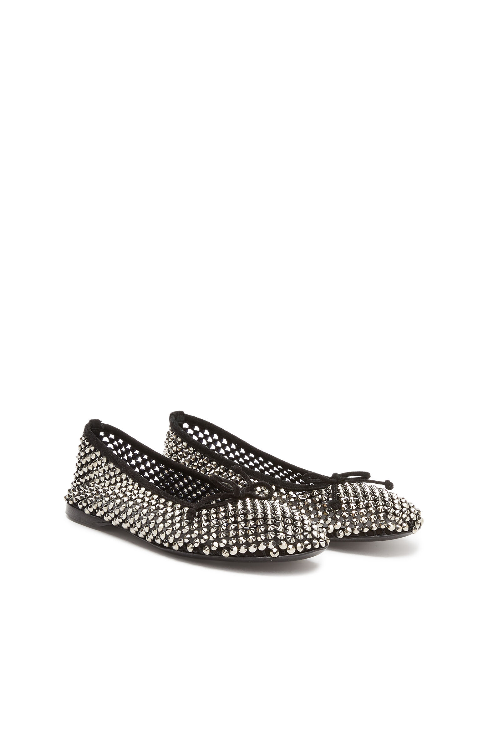 Silver Stone Leather Ballet Flats