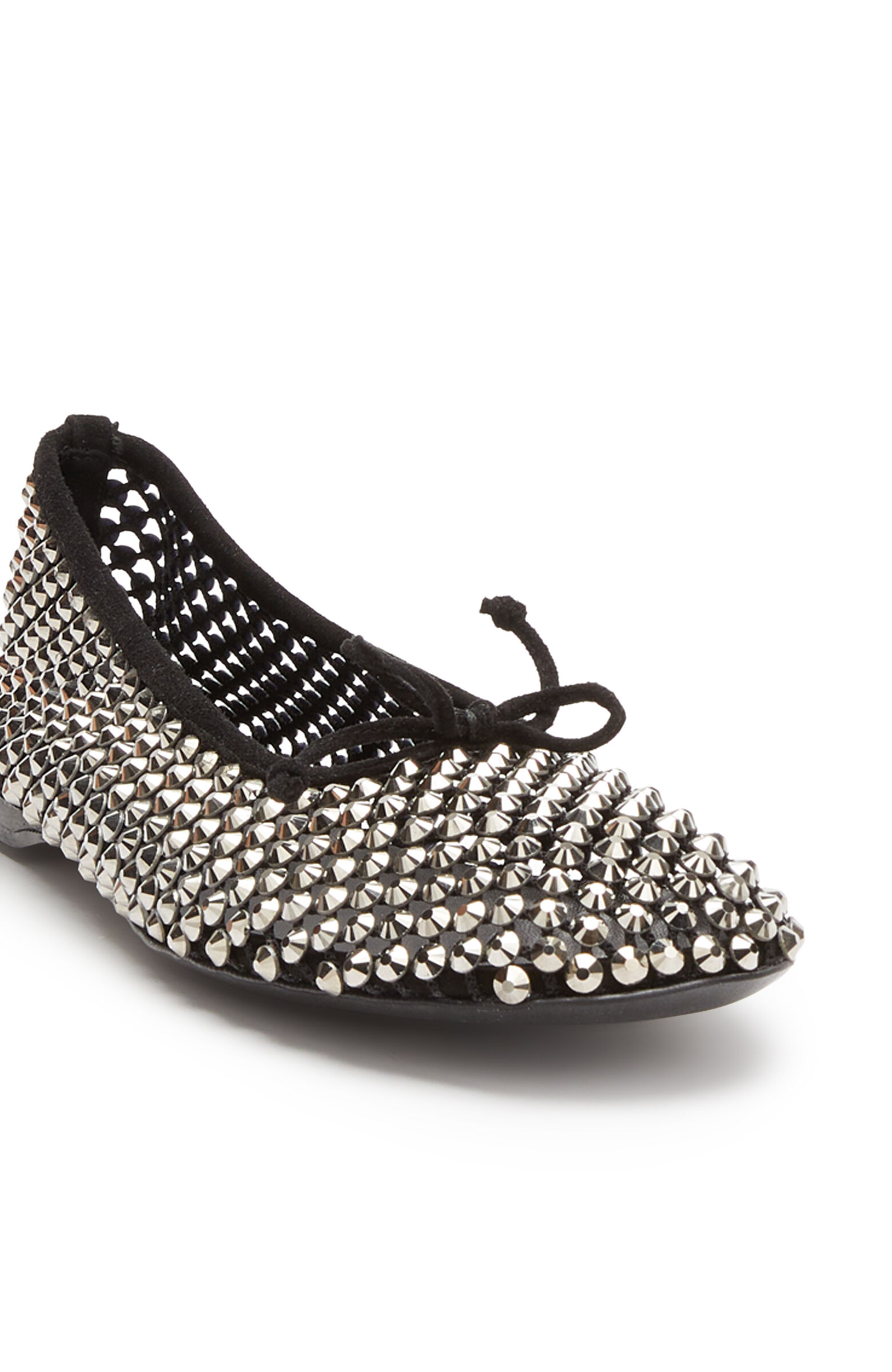 Silver Stone Leather Ballet Flats