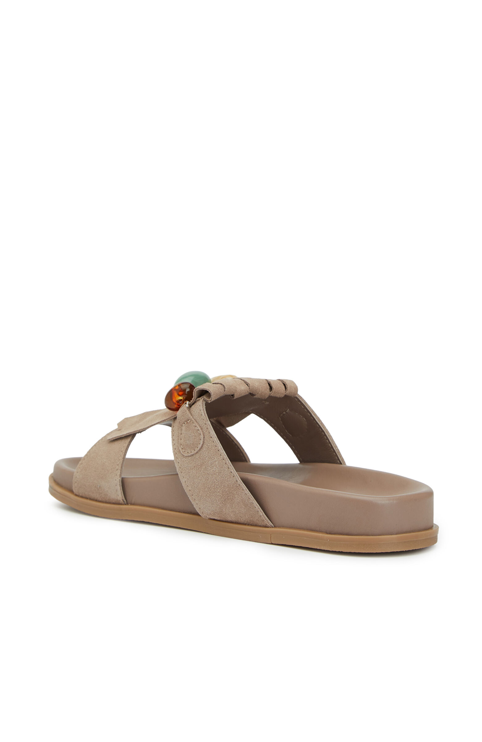 Bej Aksesuar Detaylı Kadın Deri Terlik