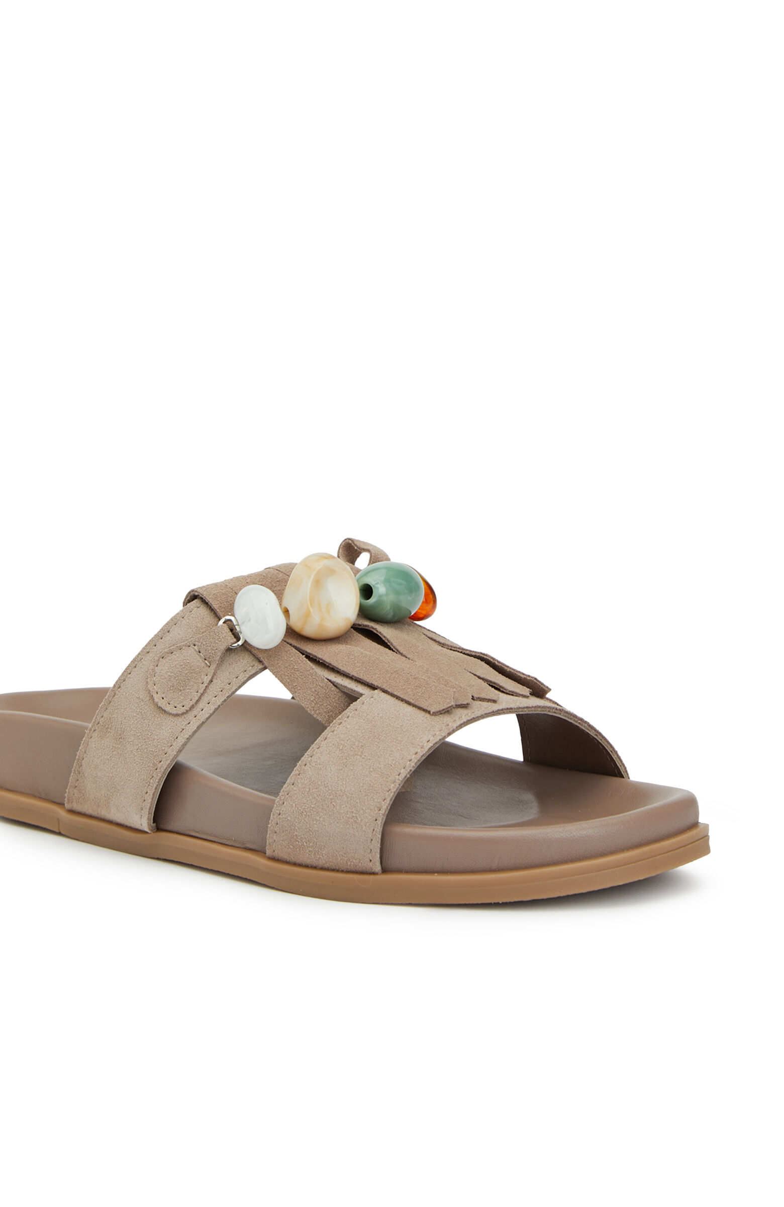 Bej Aksesuar Detaylı Kadın Deri Terlik