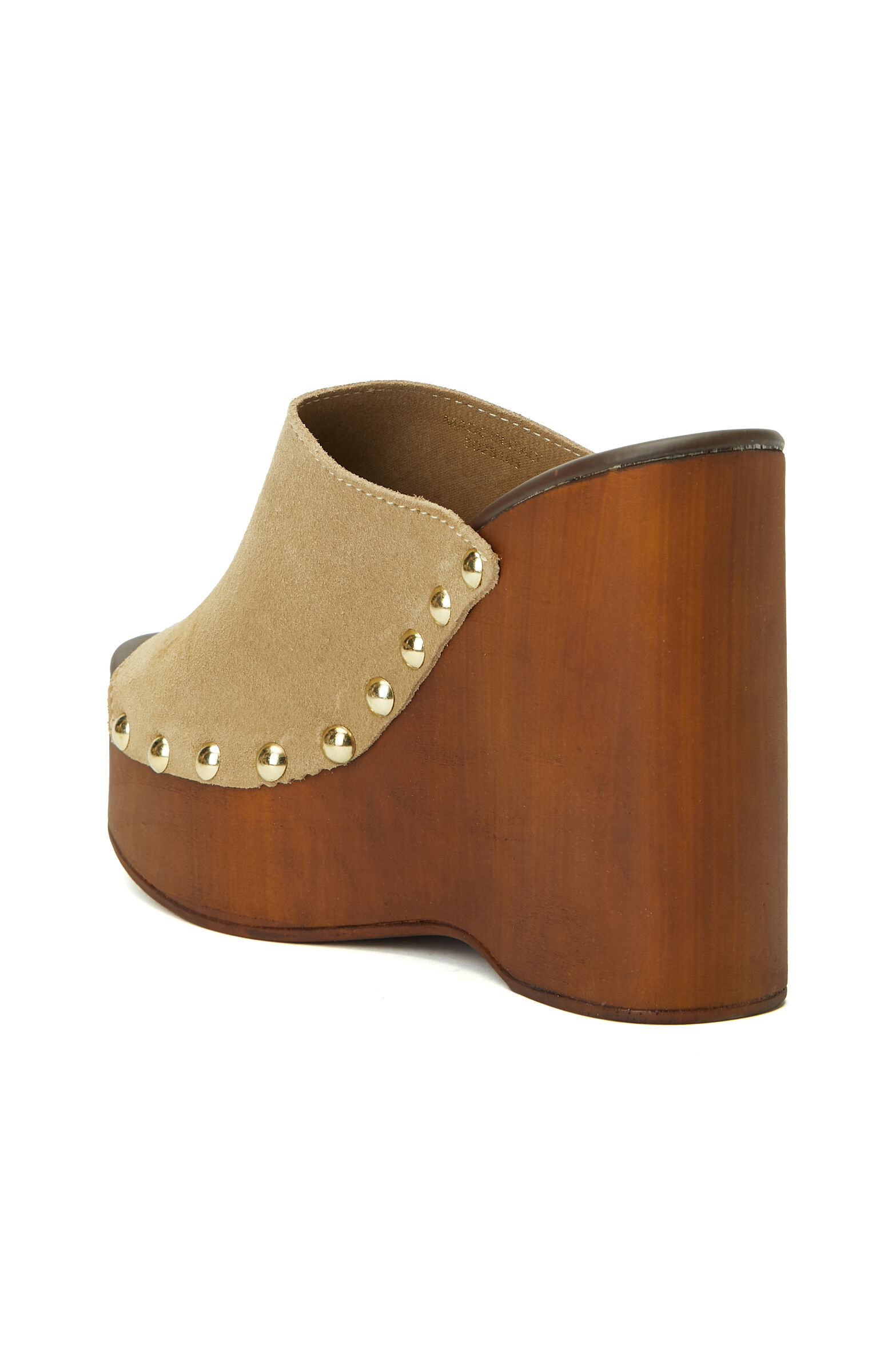 Bej Yüksek Ökçeli Kadın Süet Terlik