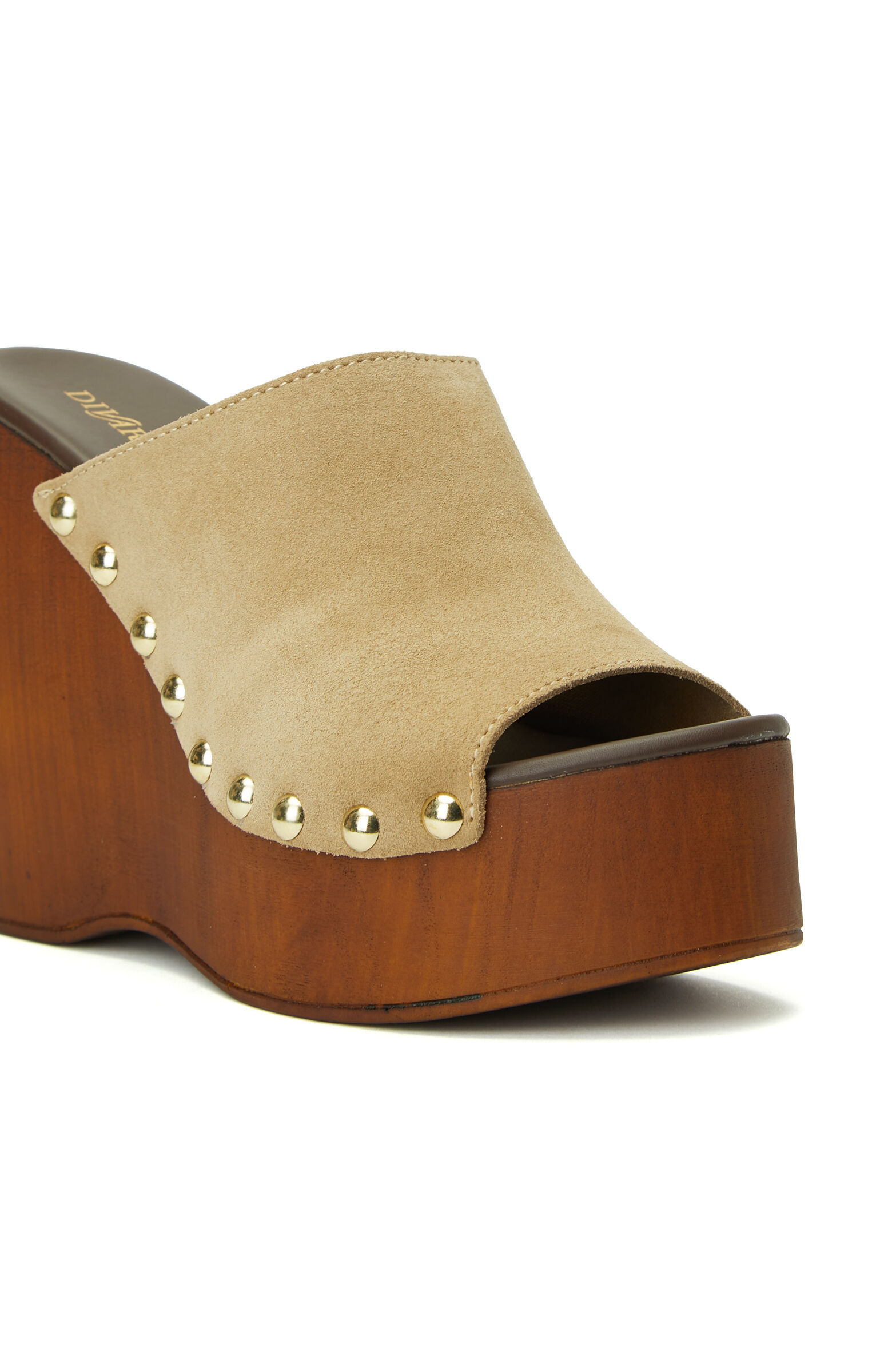 Bej Yüksek Ökçeli Kadın Süet Terlik