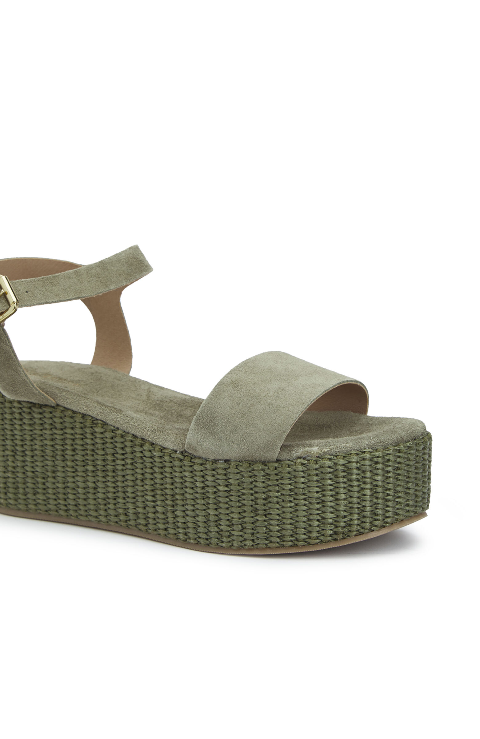 Açık Haki Kadın Süet Sandalet