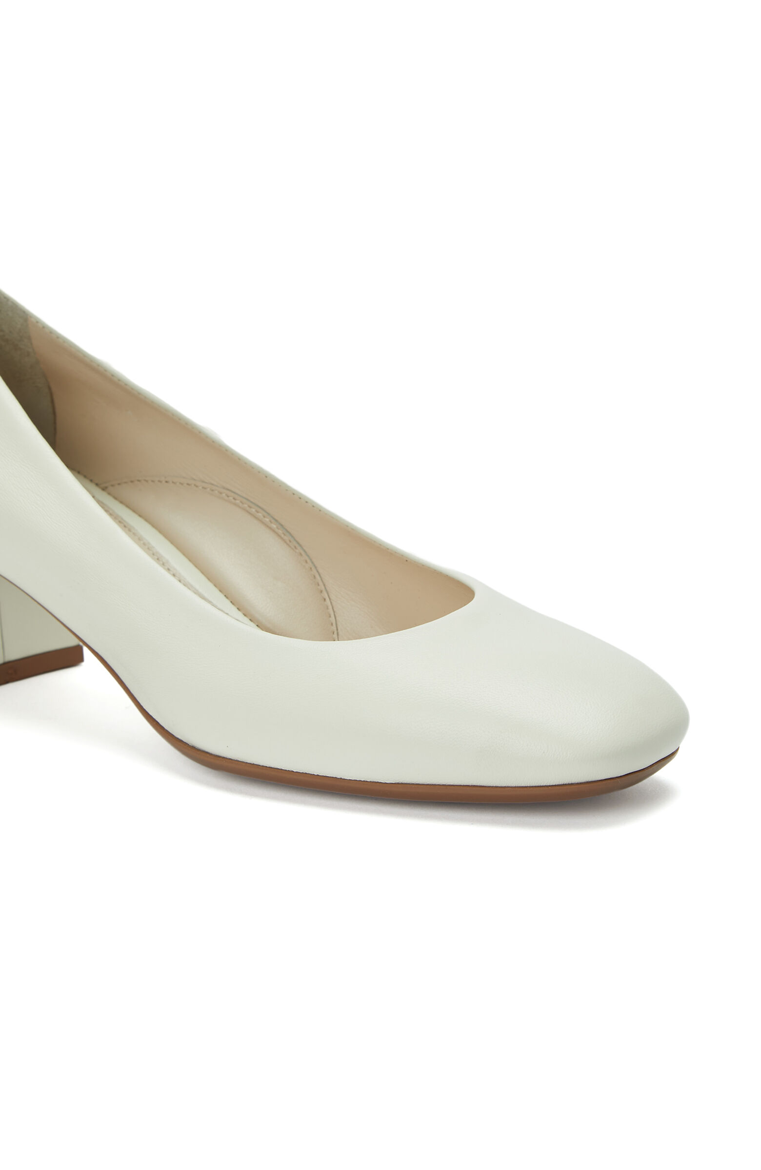 Beyaz Rahat Deri Topuklu Ayakkabı