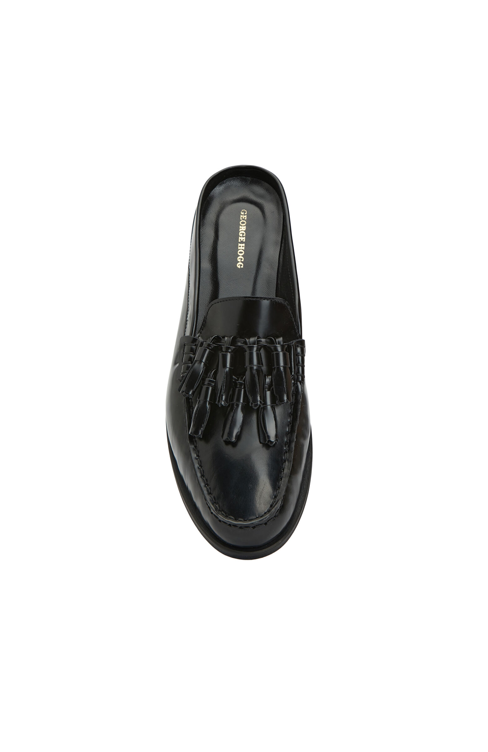 Black Tassel Detailed Women's Leather Slippers