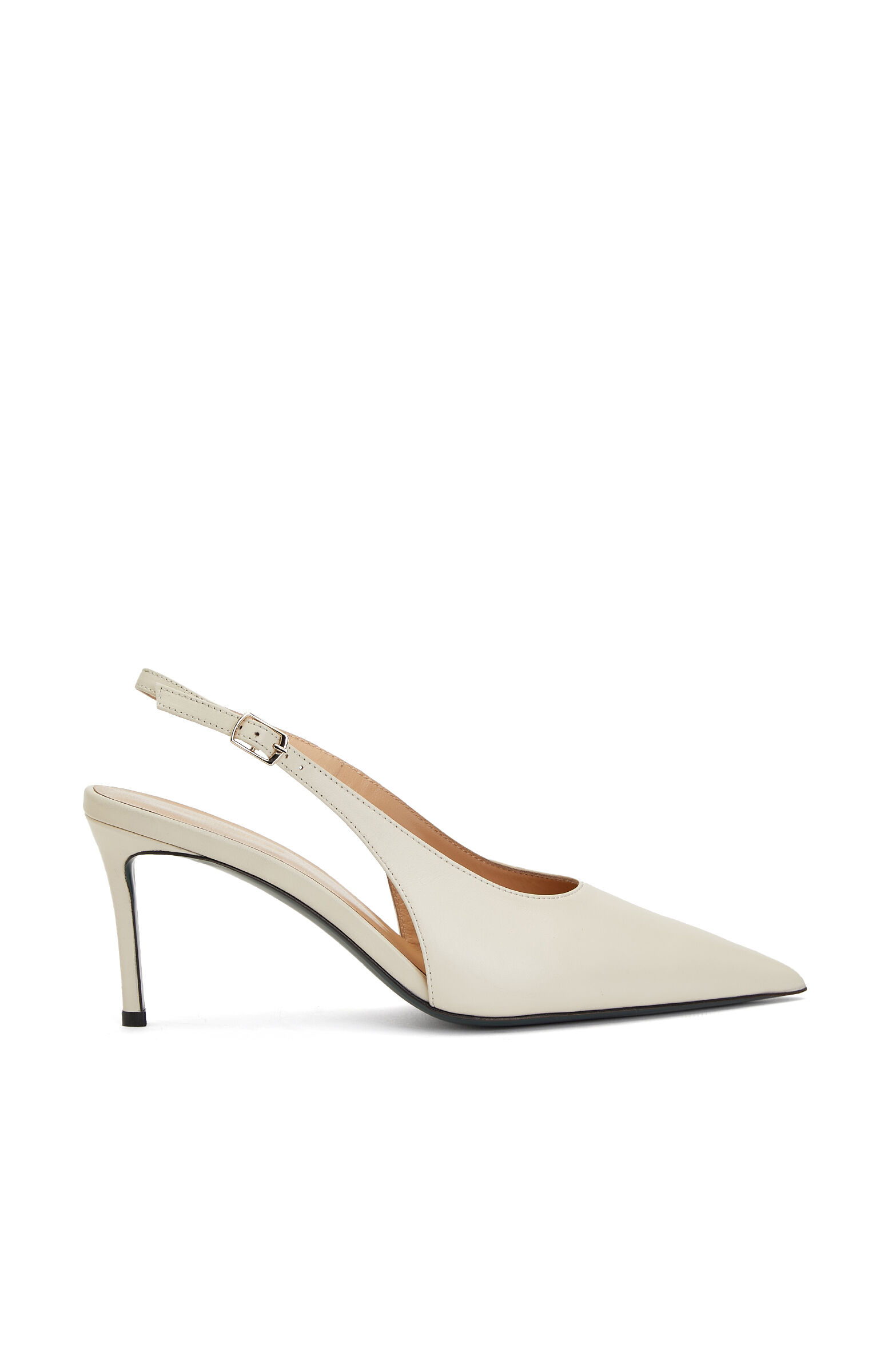 Krem Deri Topuklu Stiletto