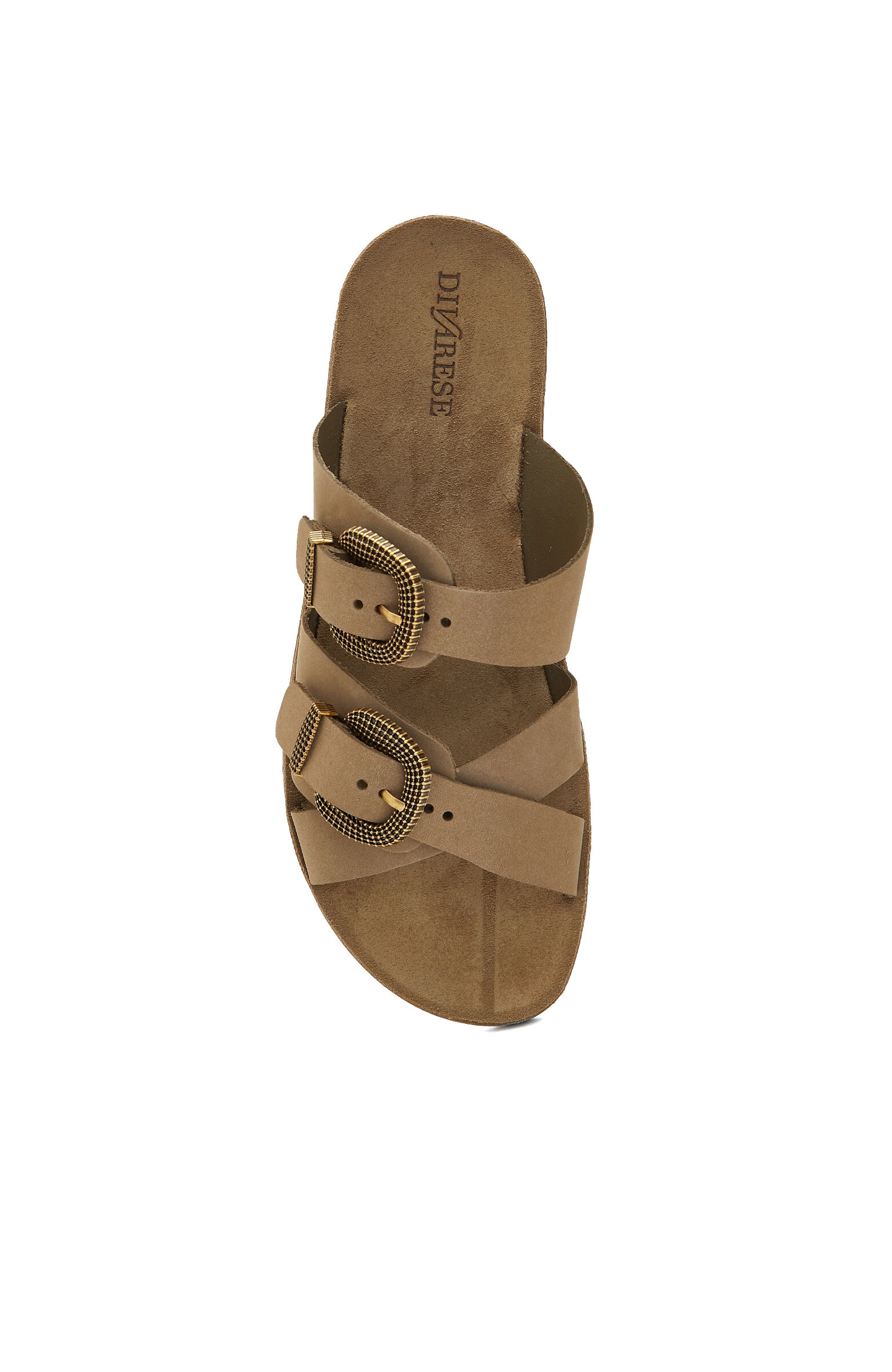 Açık Haki Kadın Deri Terlik