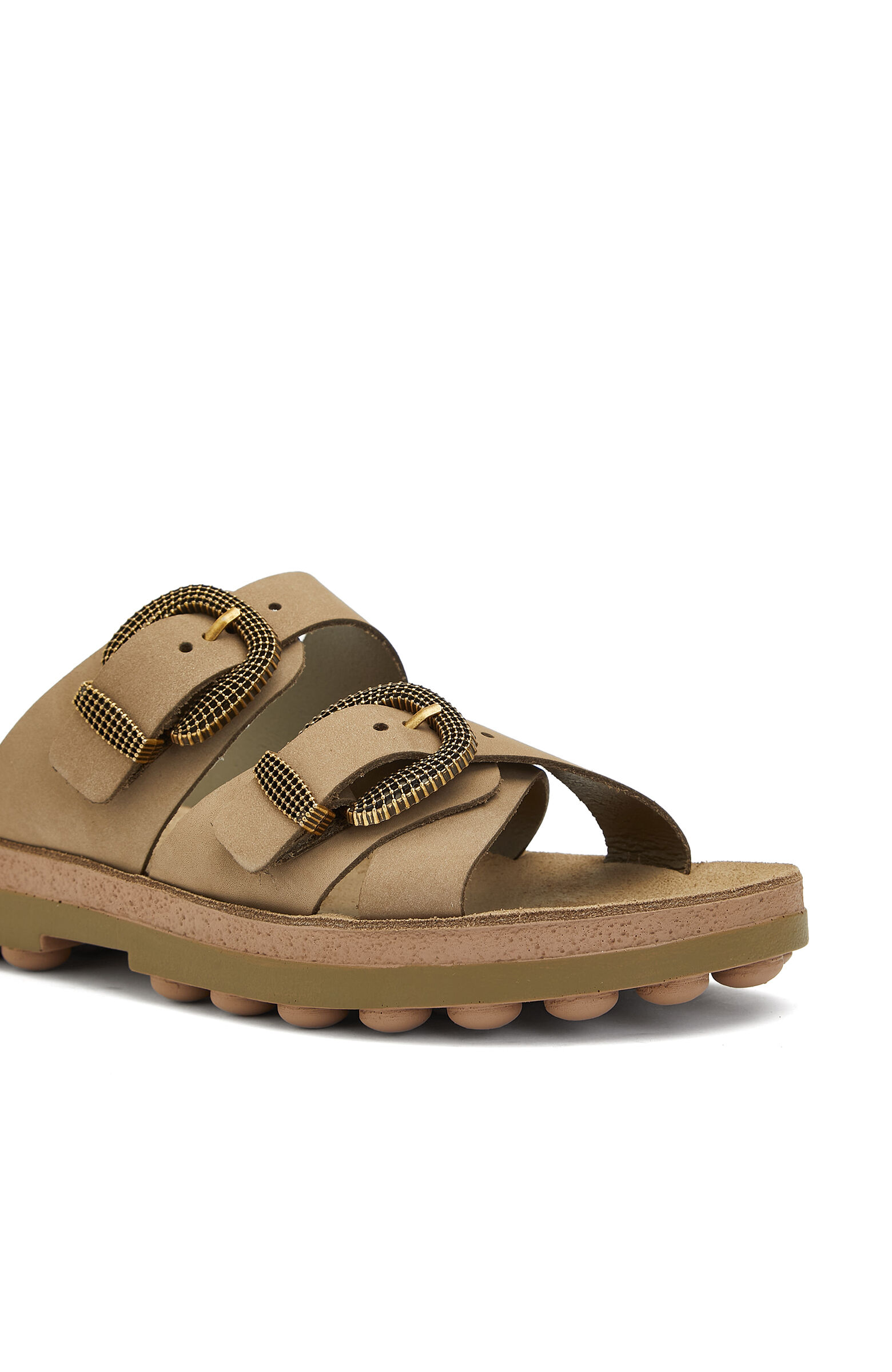 Açık Haki Kadın Deri Terlik