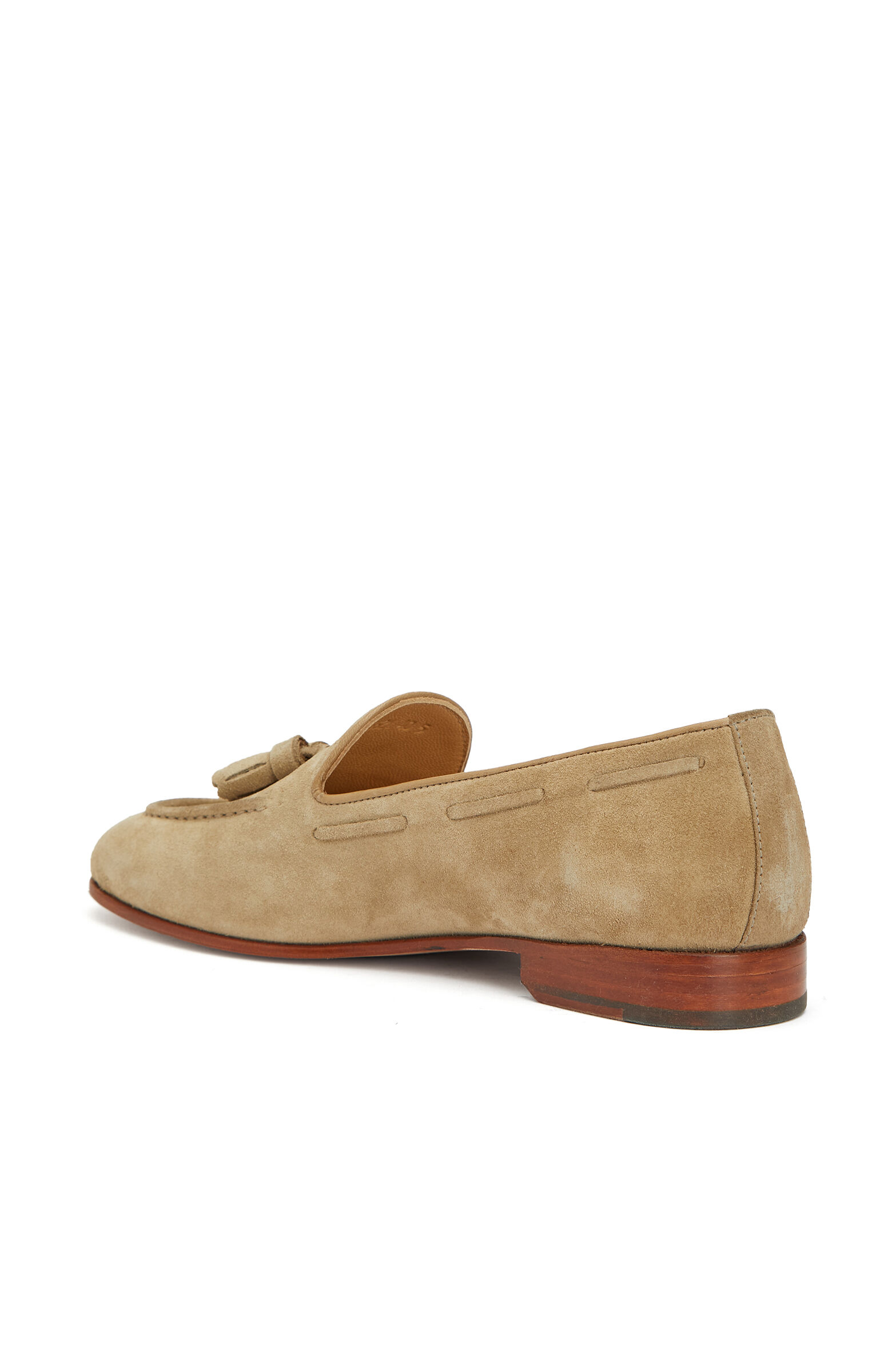 Bej Püskül Detaylı Kadın Süet Loafer