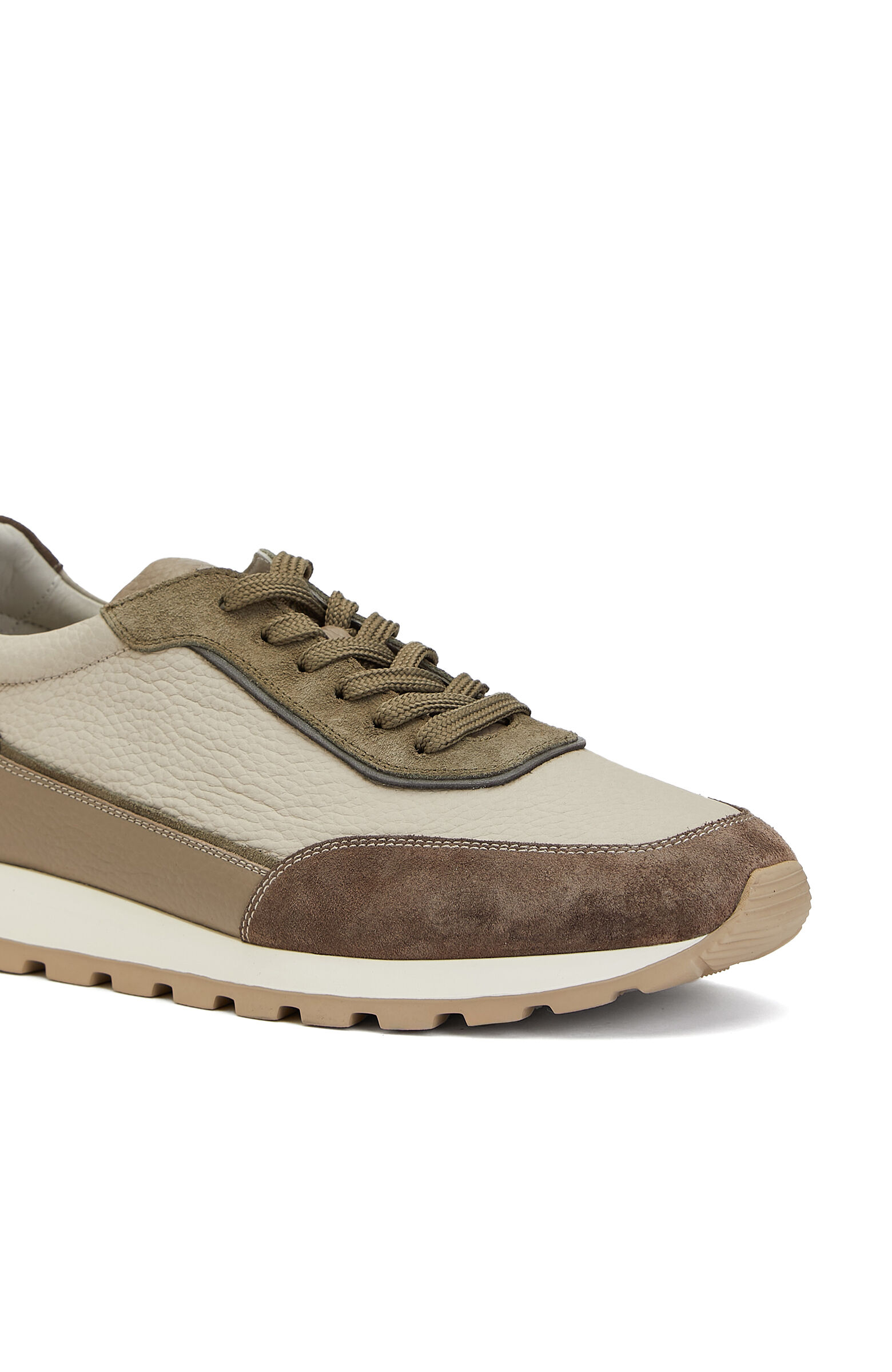 Ekru Haki Erkek Deri Sneaker