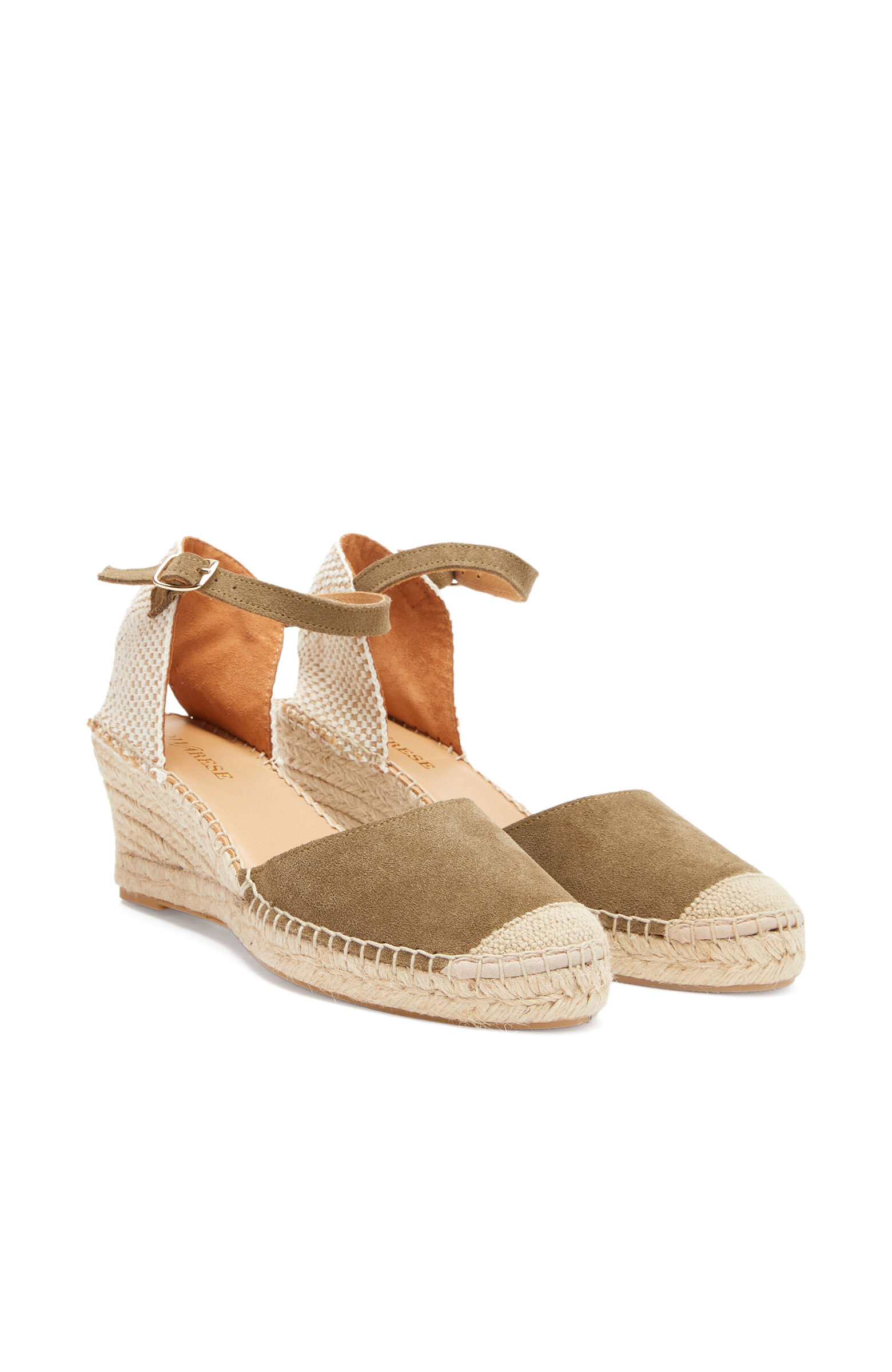 Haki Örgü Detaylı Kadın Keten Espadril