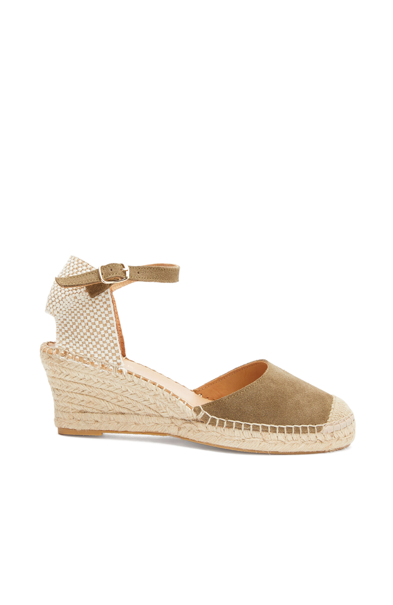 Haki Örgü Detaylı Kadın Keten Espadril