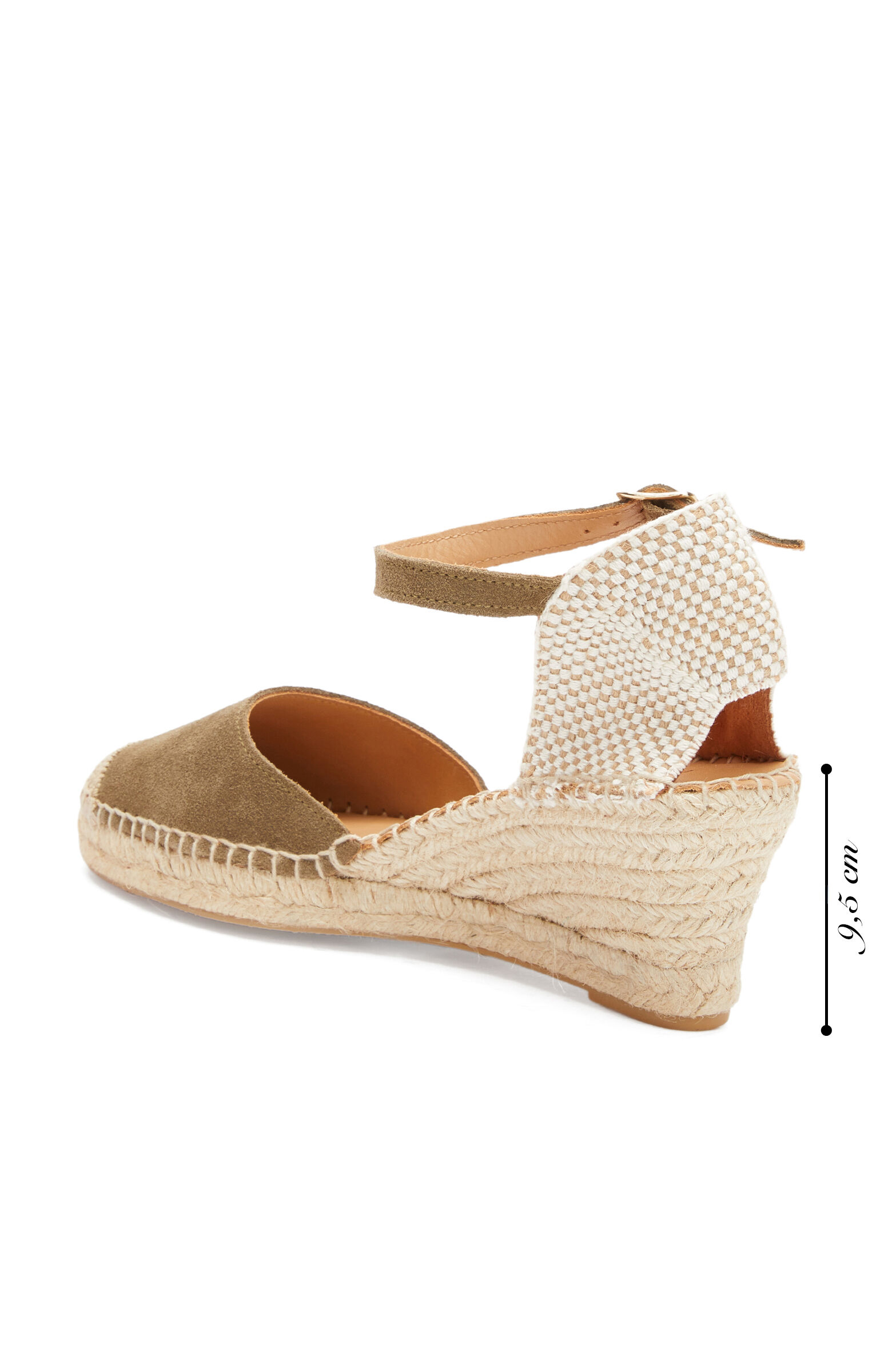 Haki Örgü Detaylı Kadın Keten Espadril