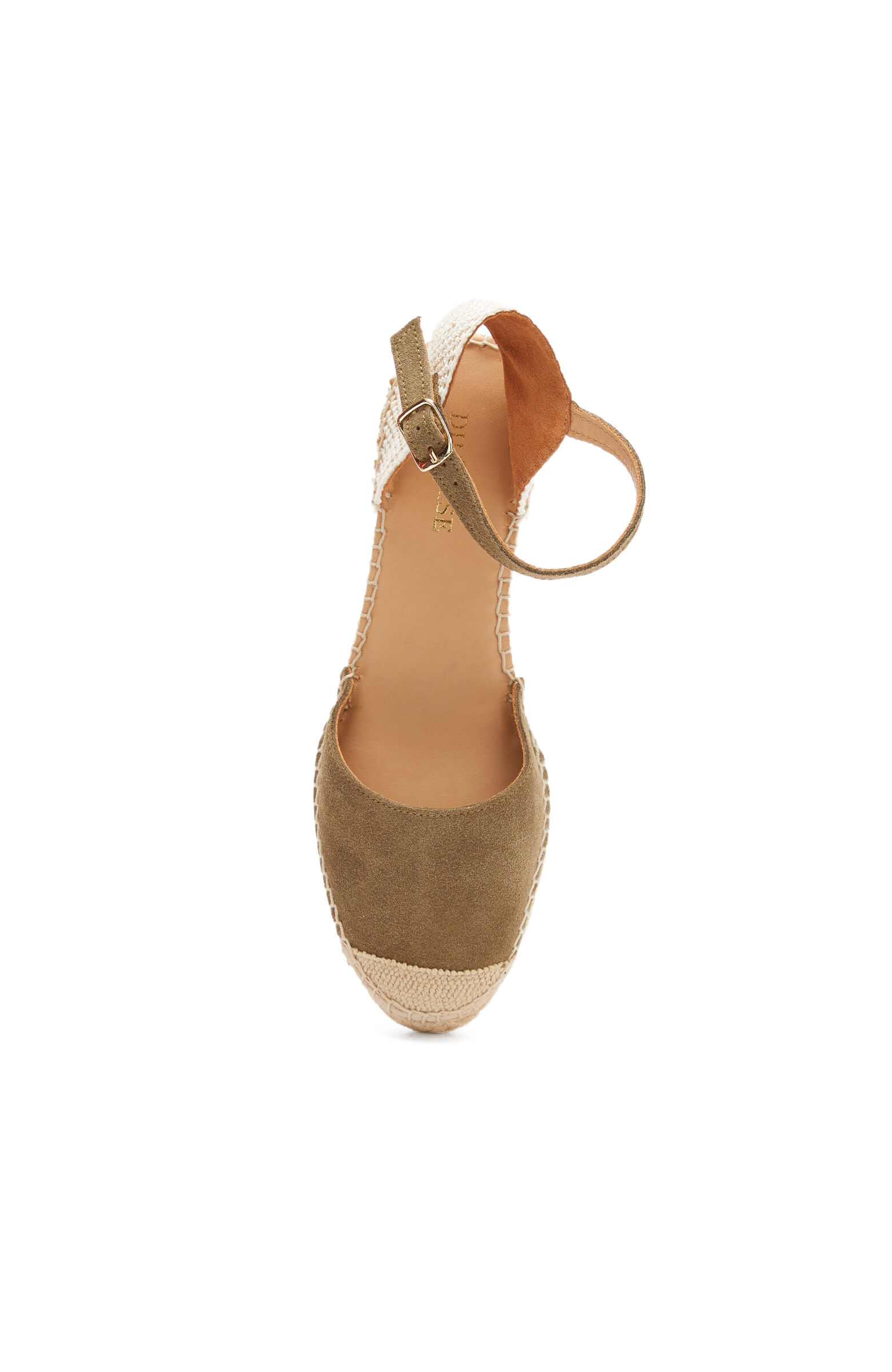 Haki Örgü Detaylı Kadın Keten Espadril