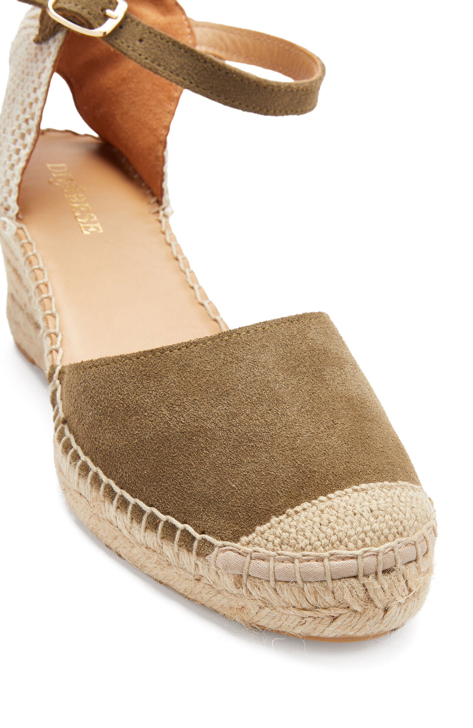 Haki Örgü Detaylı Kadın Keten Espadril