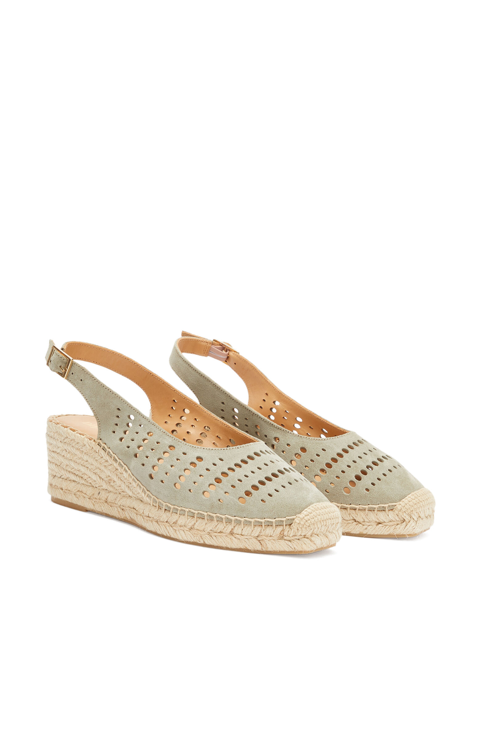 Su Yeşili Desenli Kadın Süet Espadril