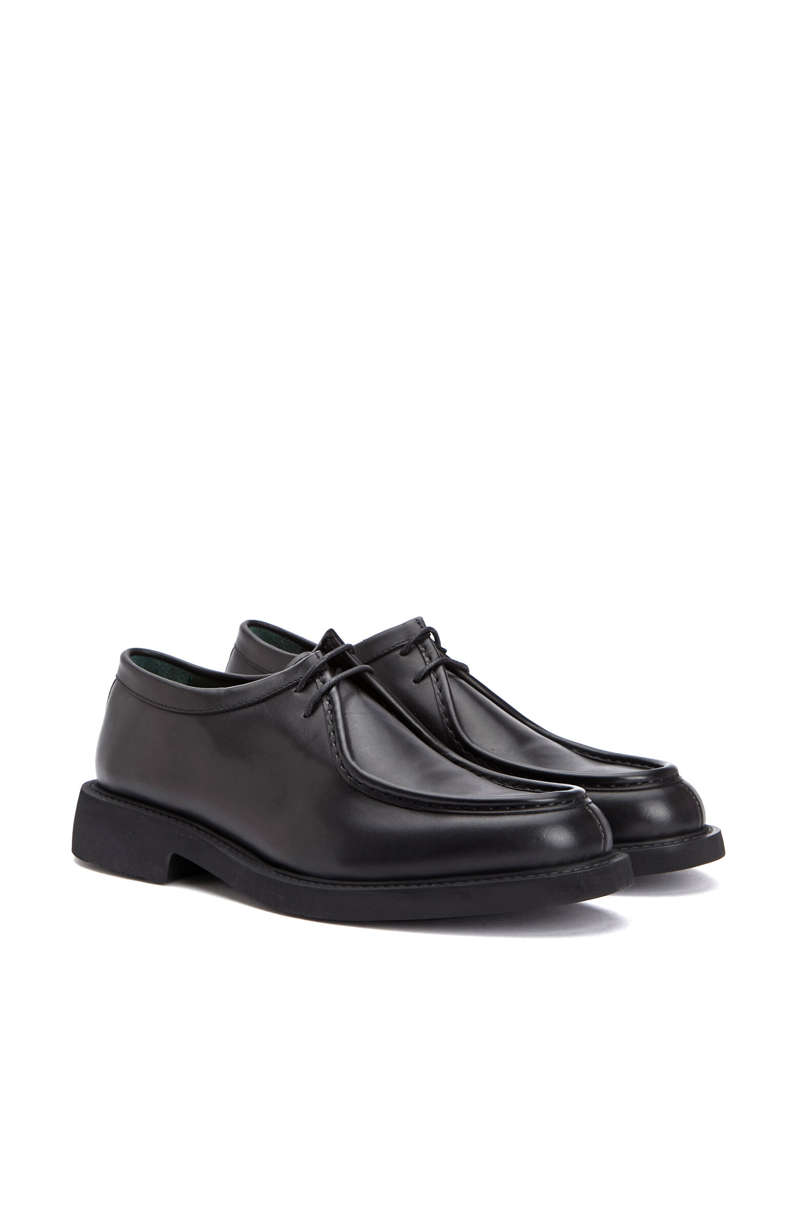 Black Saddle Detailed Men's Leather Shoes