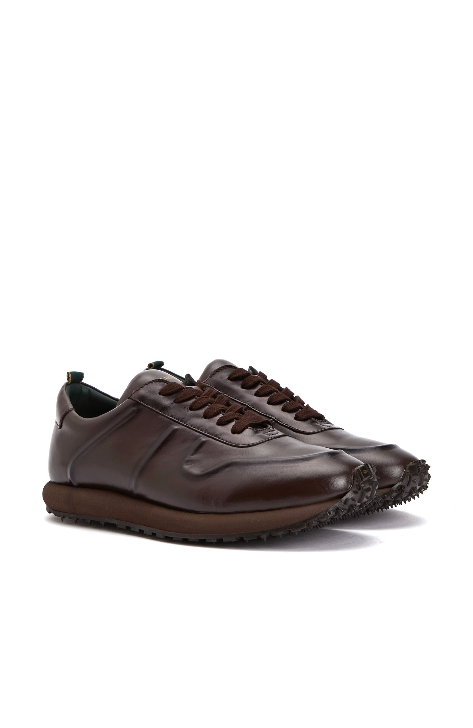 Bitter Brown Embossed Patterned Men's Leather Sneakers