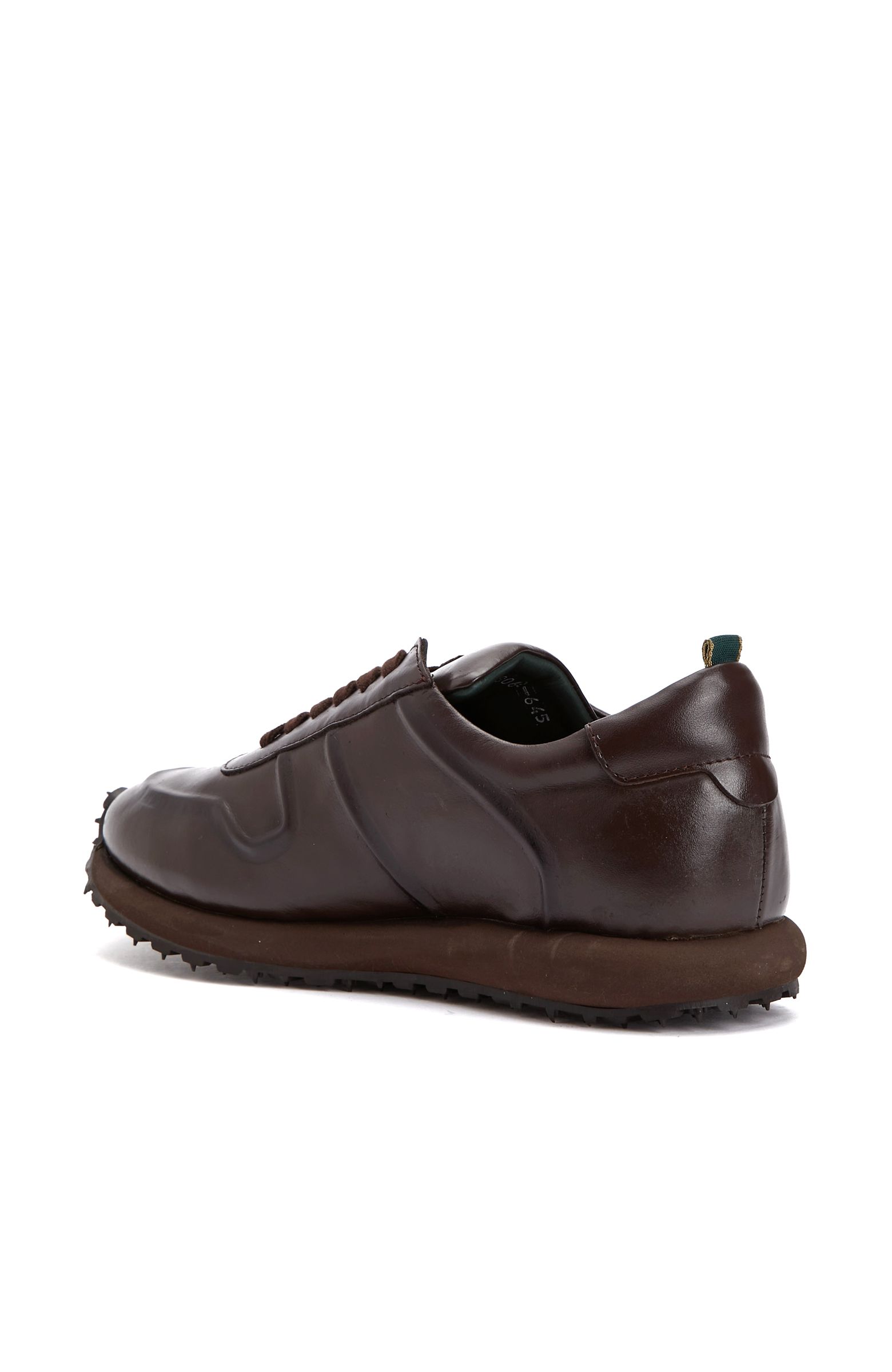 Bitter Brown Embossed Patterned Men's Leather Sneakers