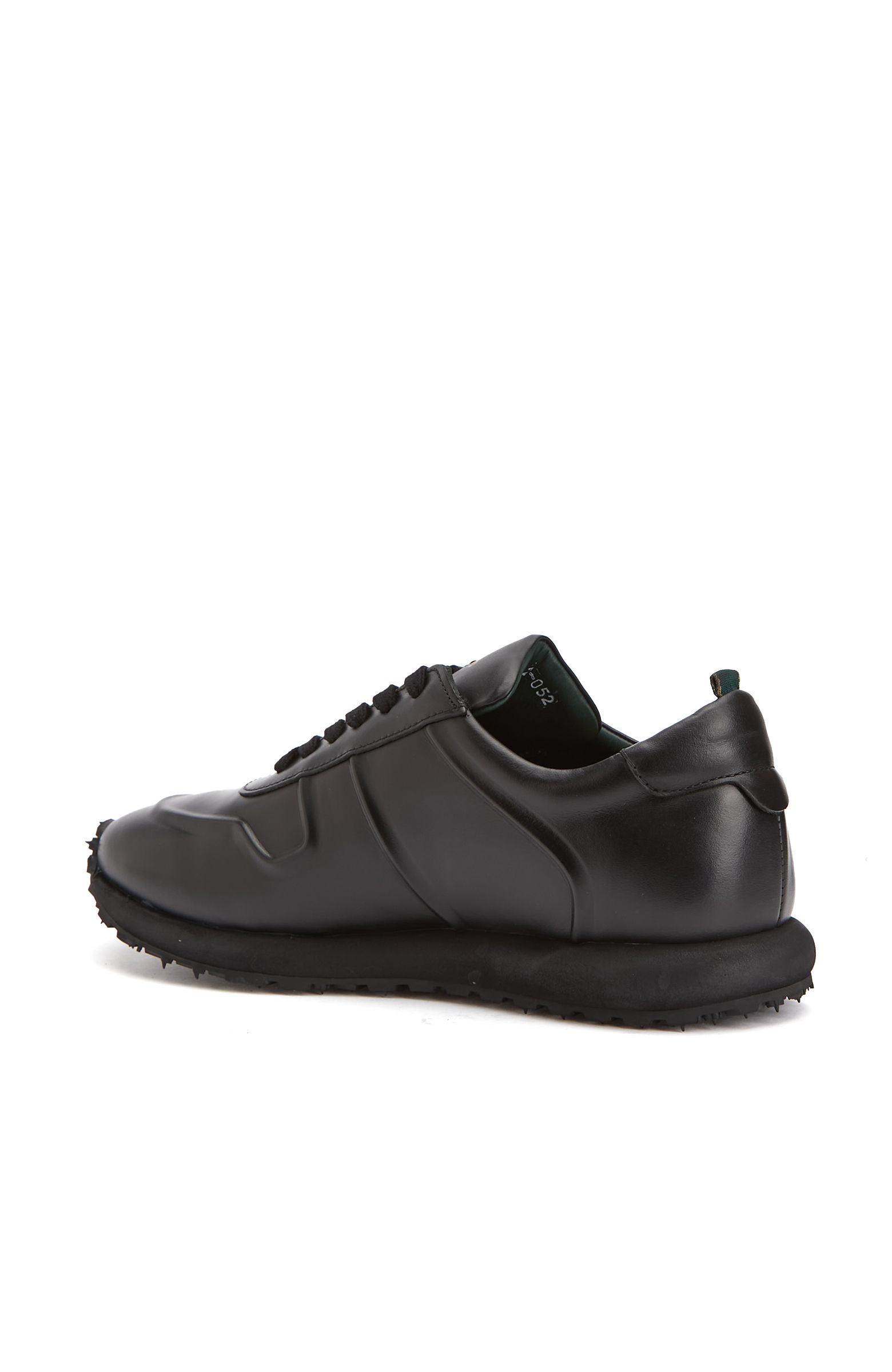 Siyah Silikon Kabartma Desenli Erkek Deri Sneaker