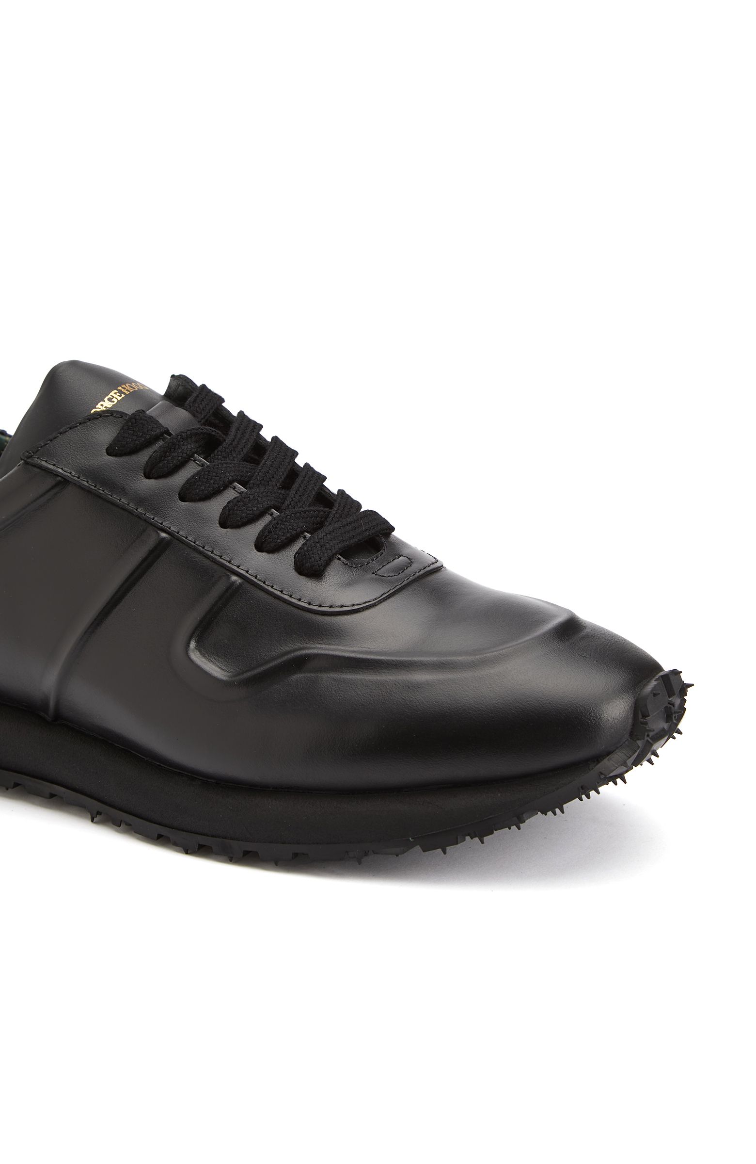 Siyah Silikon Kabartma Desenli Erkek Deri Sneaker