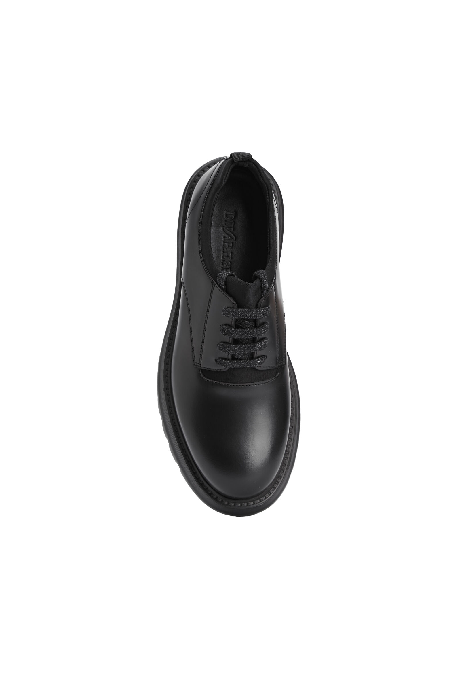 Black Stretch Detailed Men's Leather Shoes