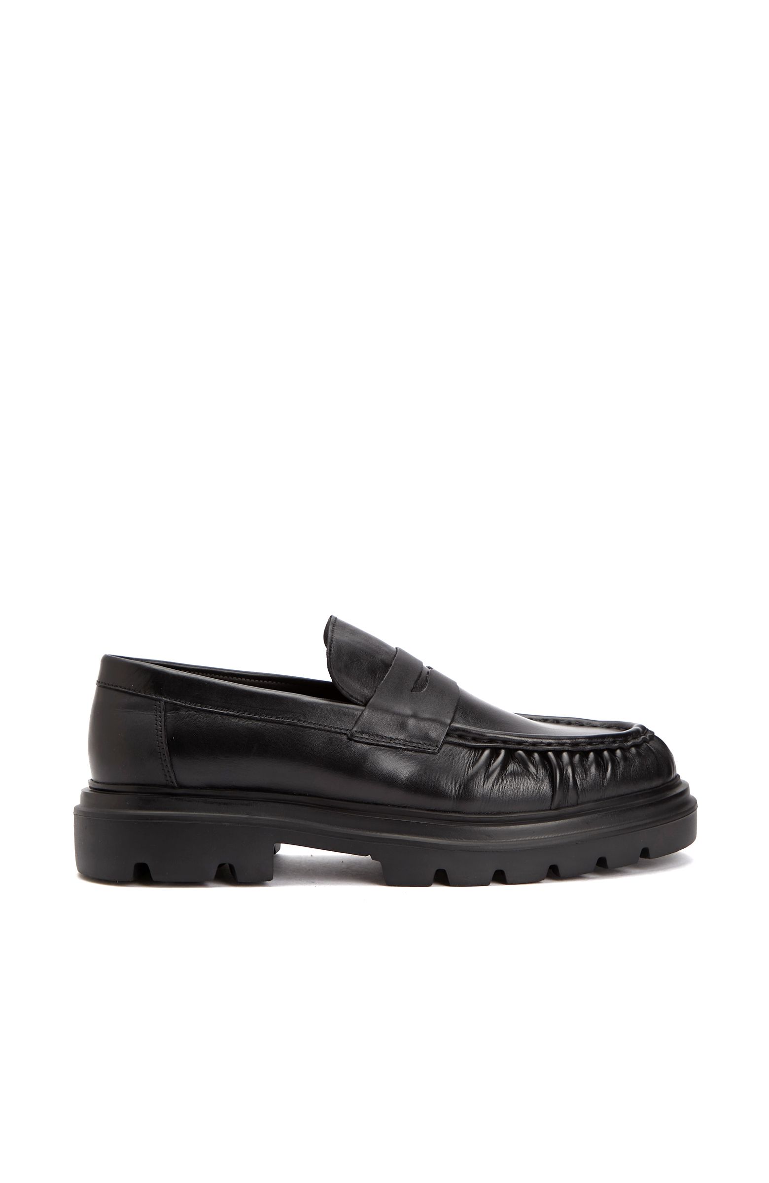 Black Saddle Detailed Men's Leather Loafer