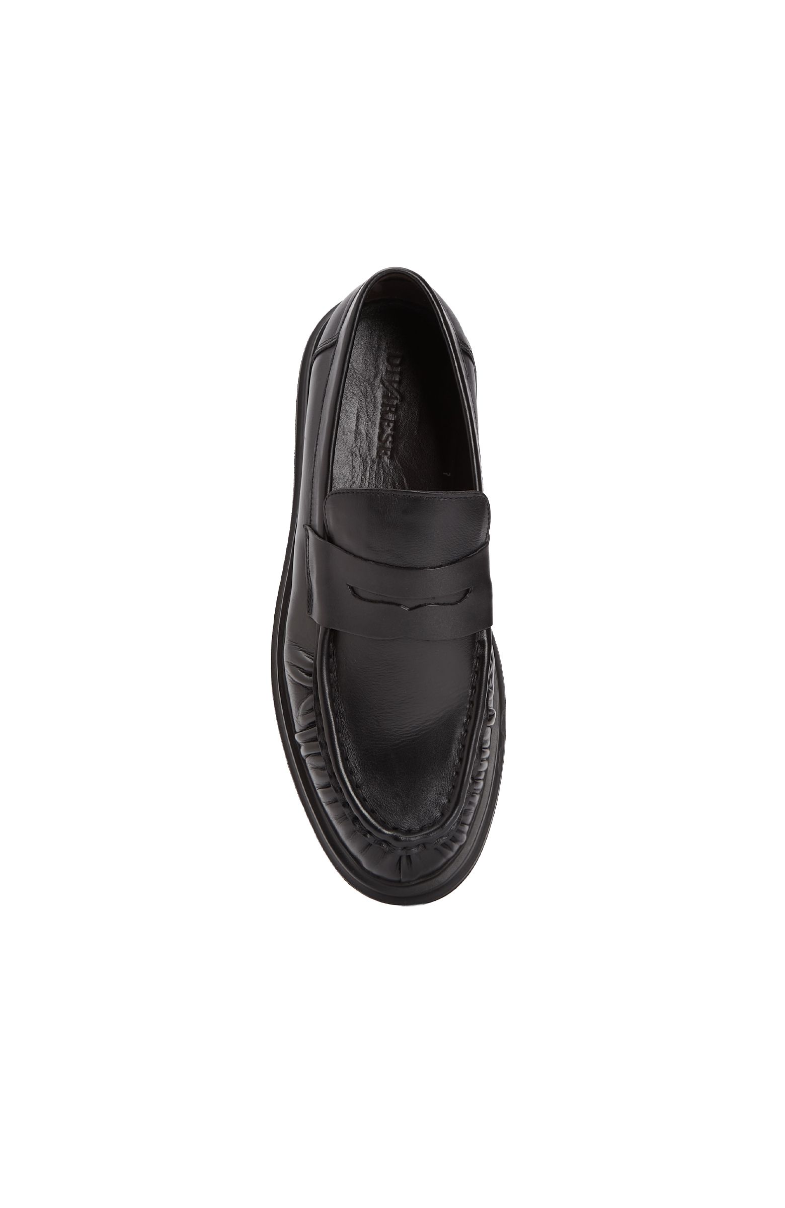 Black Saddle Detailed Men's Leather Loafer