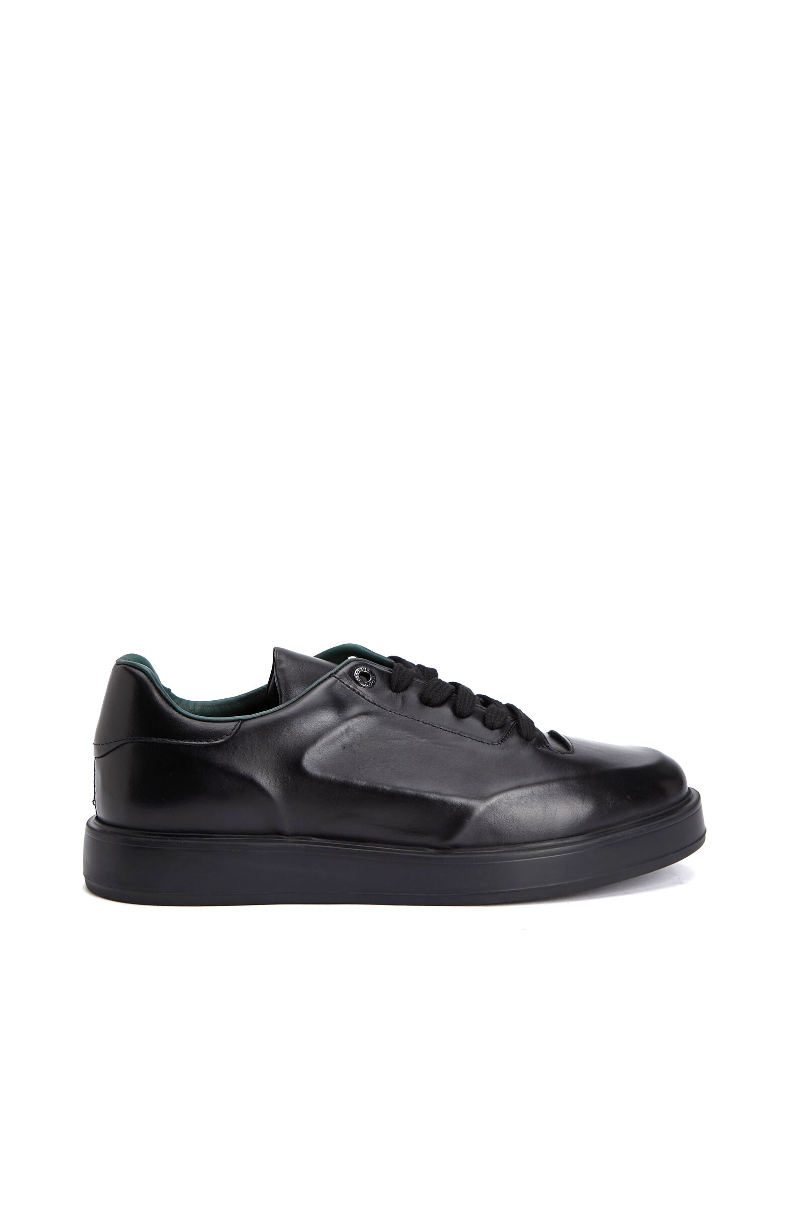 Black Print Patterned Comfortable Men's Leather Sneakers