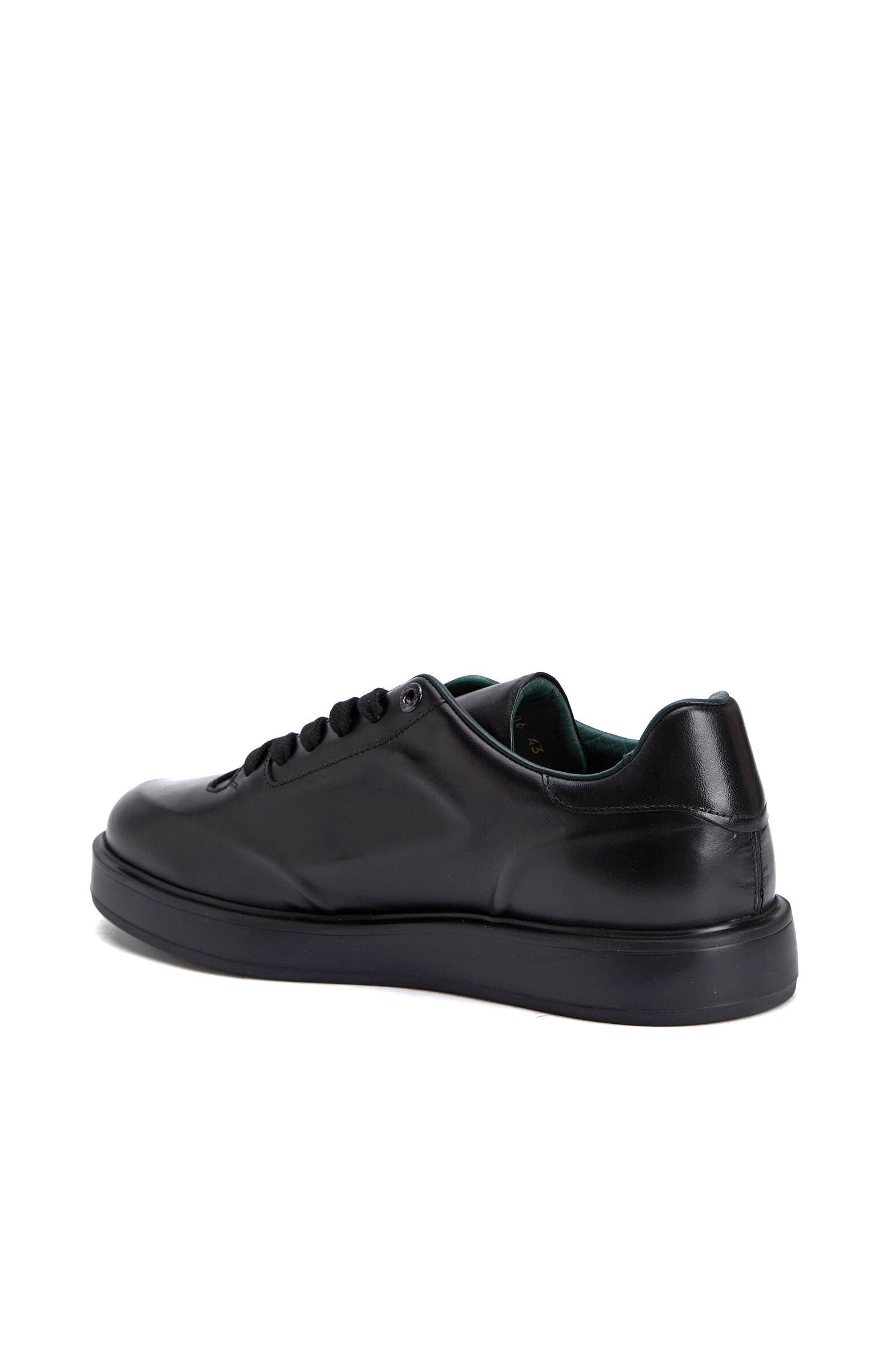 Black Print Patterned Comfortable Men's Leather Sneakers