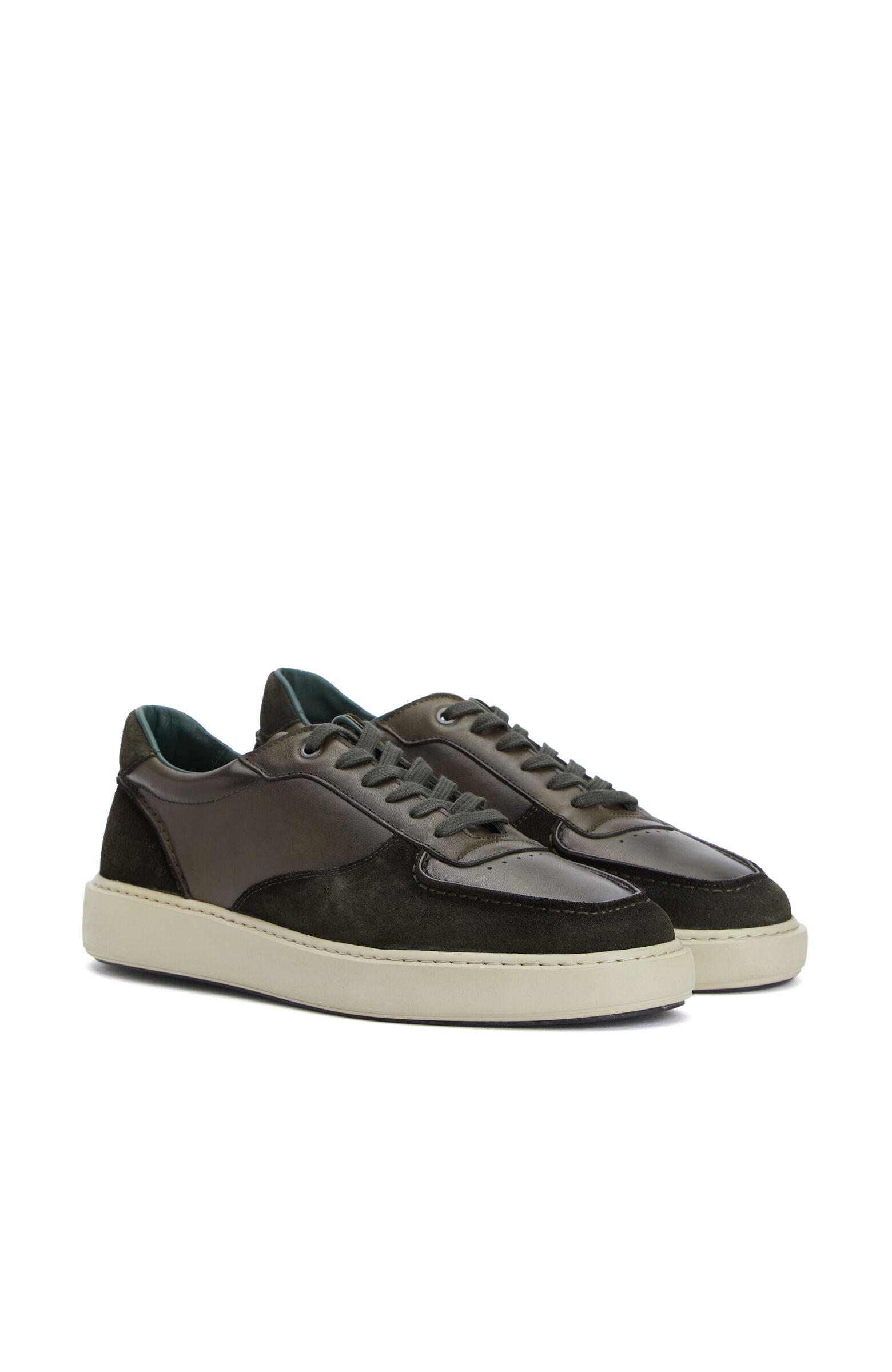 Haki Süet Garnili Erkek Deri Sneaker
