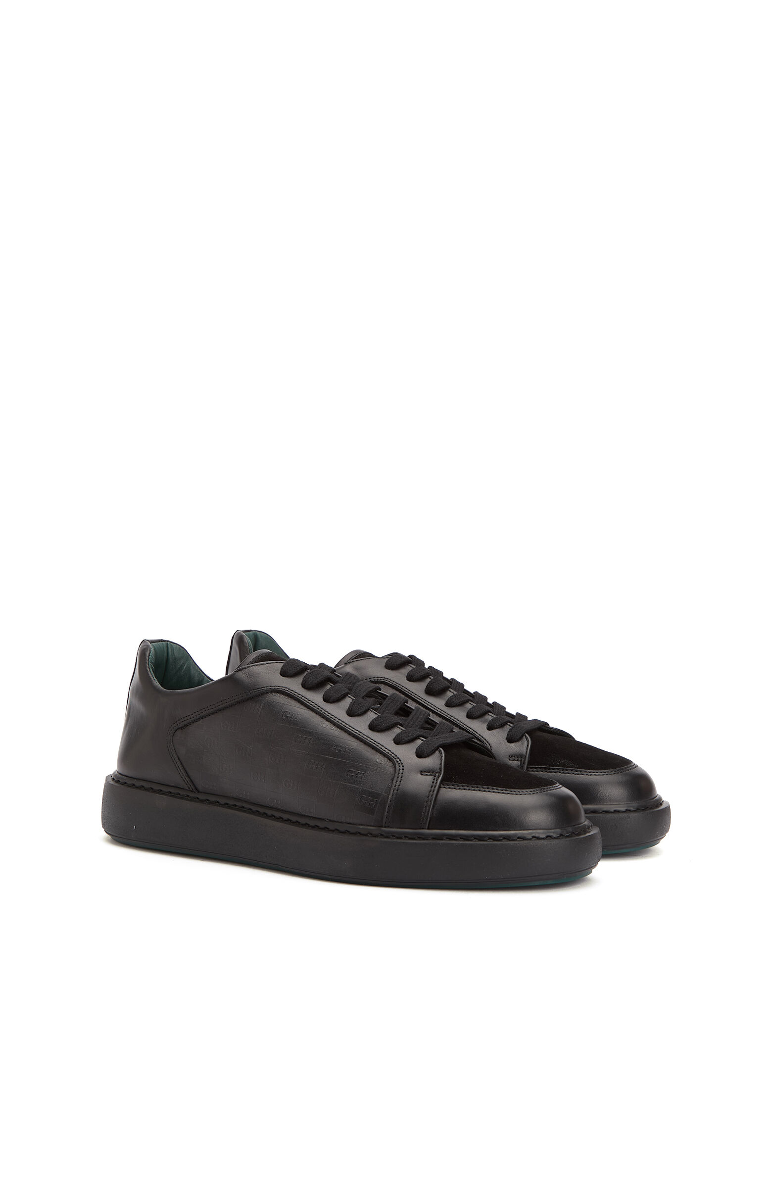 Siyah Baskılı Erkek Deri Sneaker
