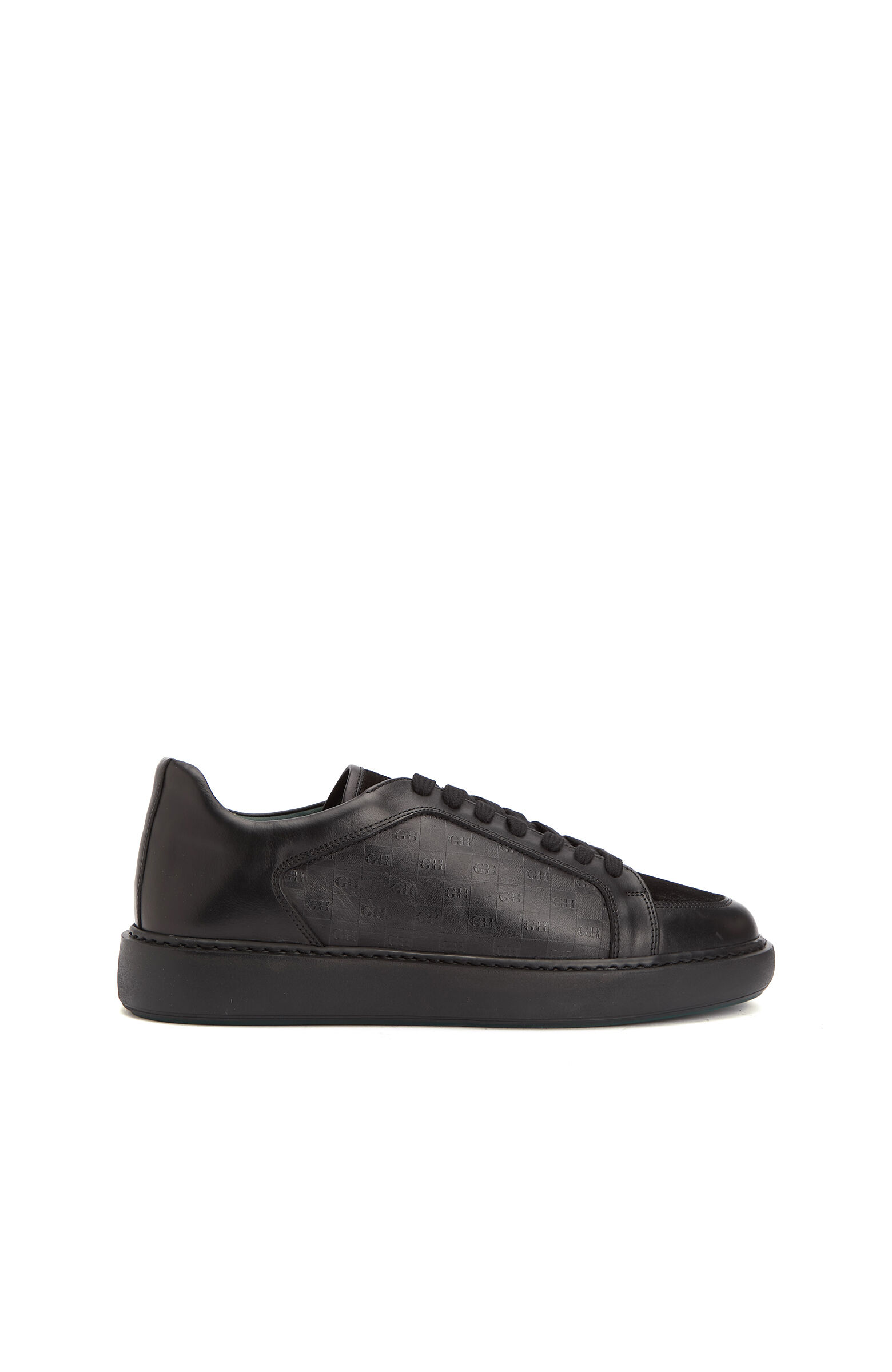 Siyah Baskılı Erkek Deri Sneaker