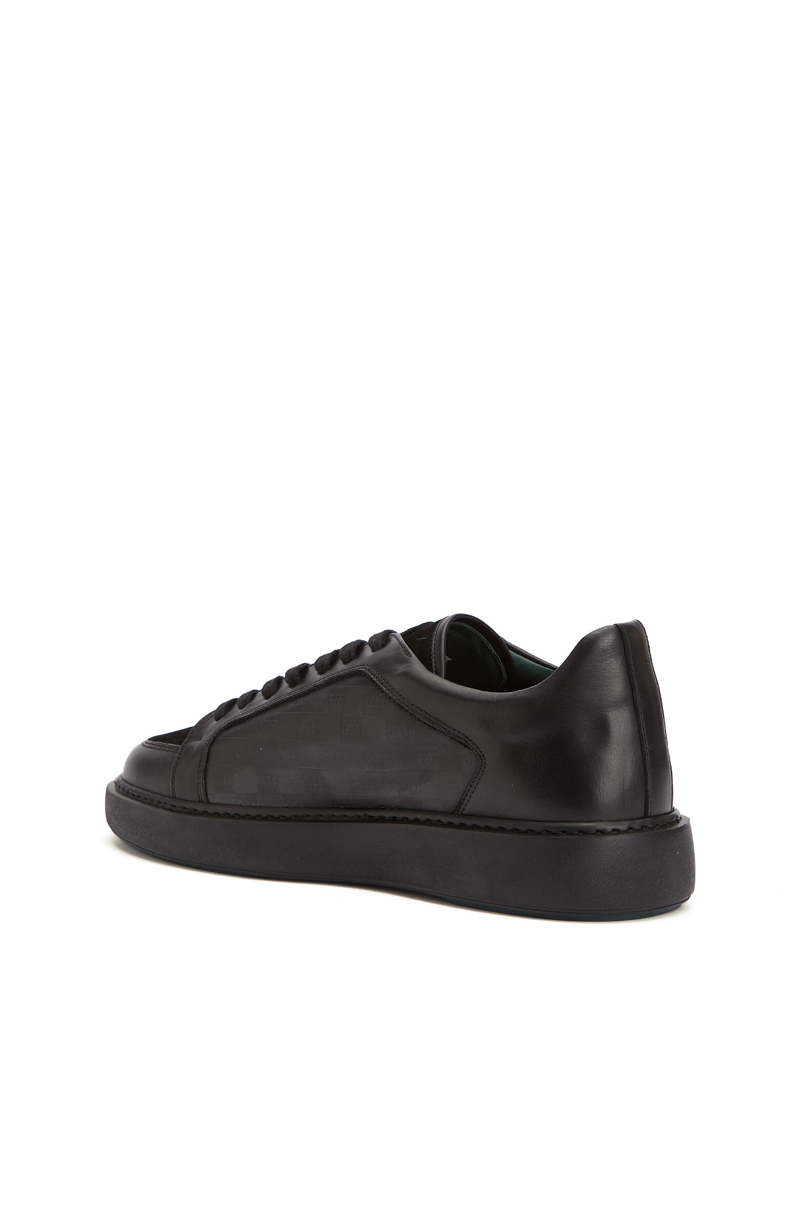 Siyah Baskılı Erkek Deri Sneaker