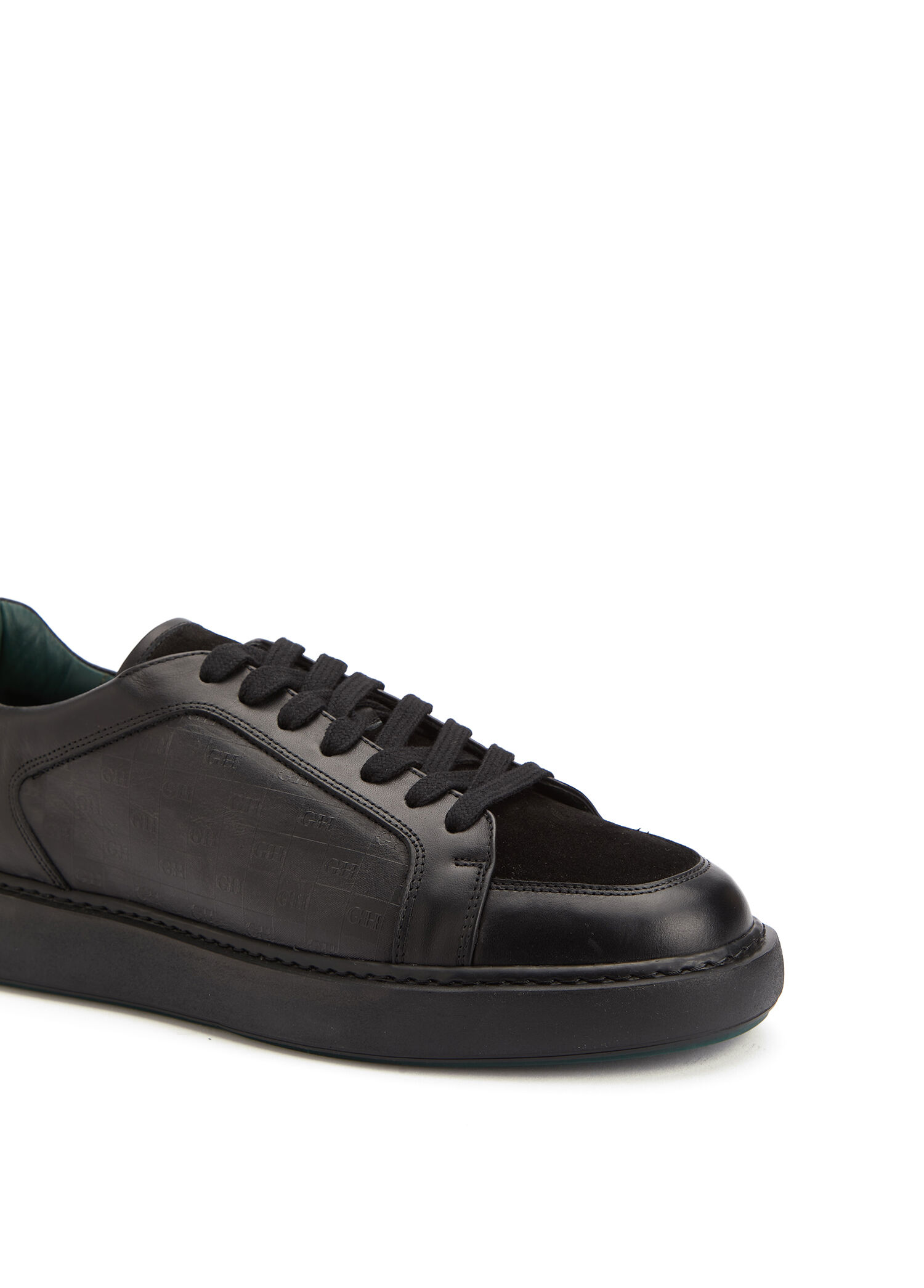 Siyah Baskılı Erkek Deri Sneaker