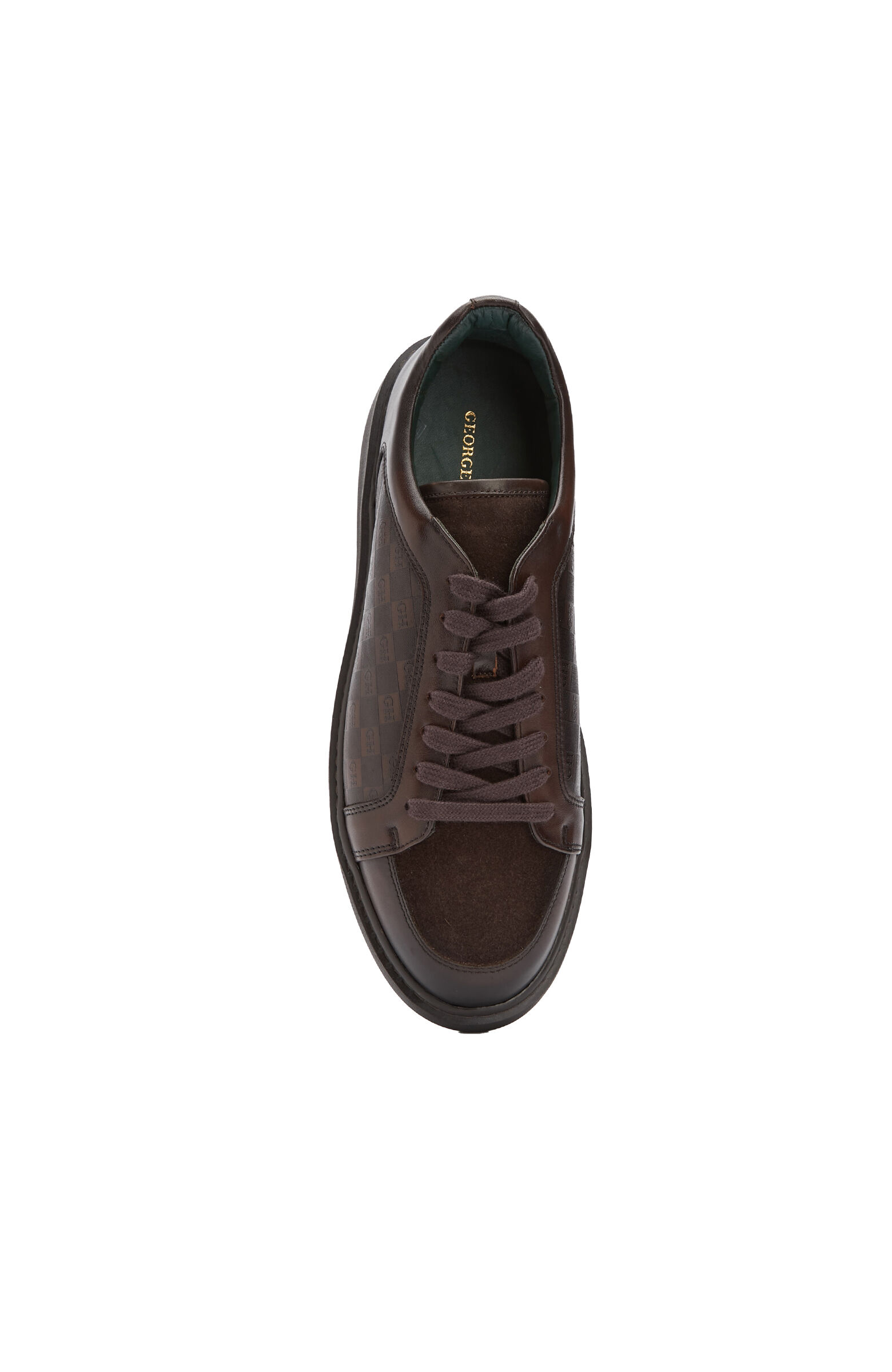 Kahverengi GH Baskılı Erkek Deri Sneaker