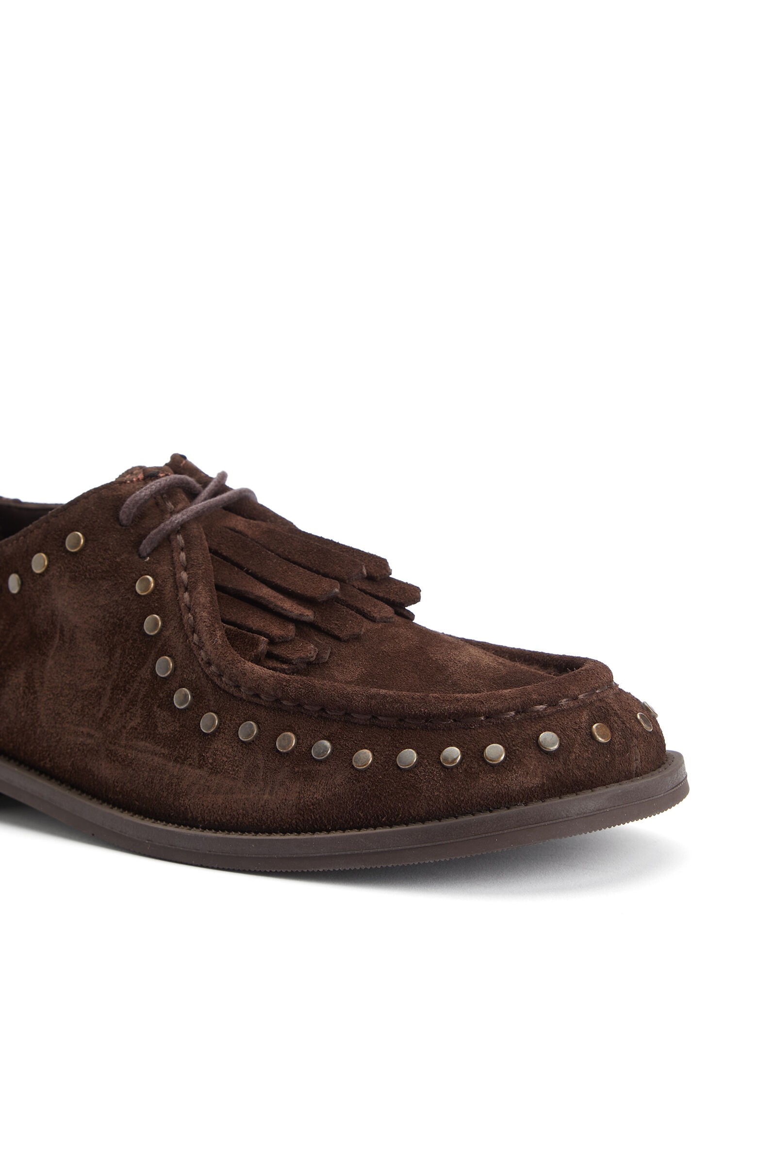 Brown Stone Tassel Detailed Women's Suede Loafer
