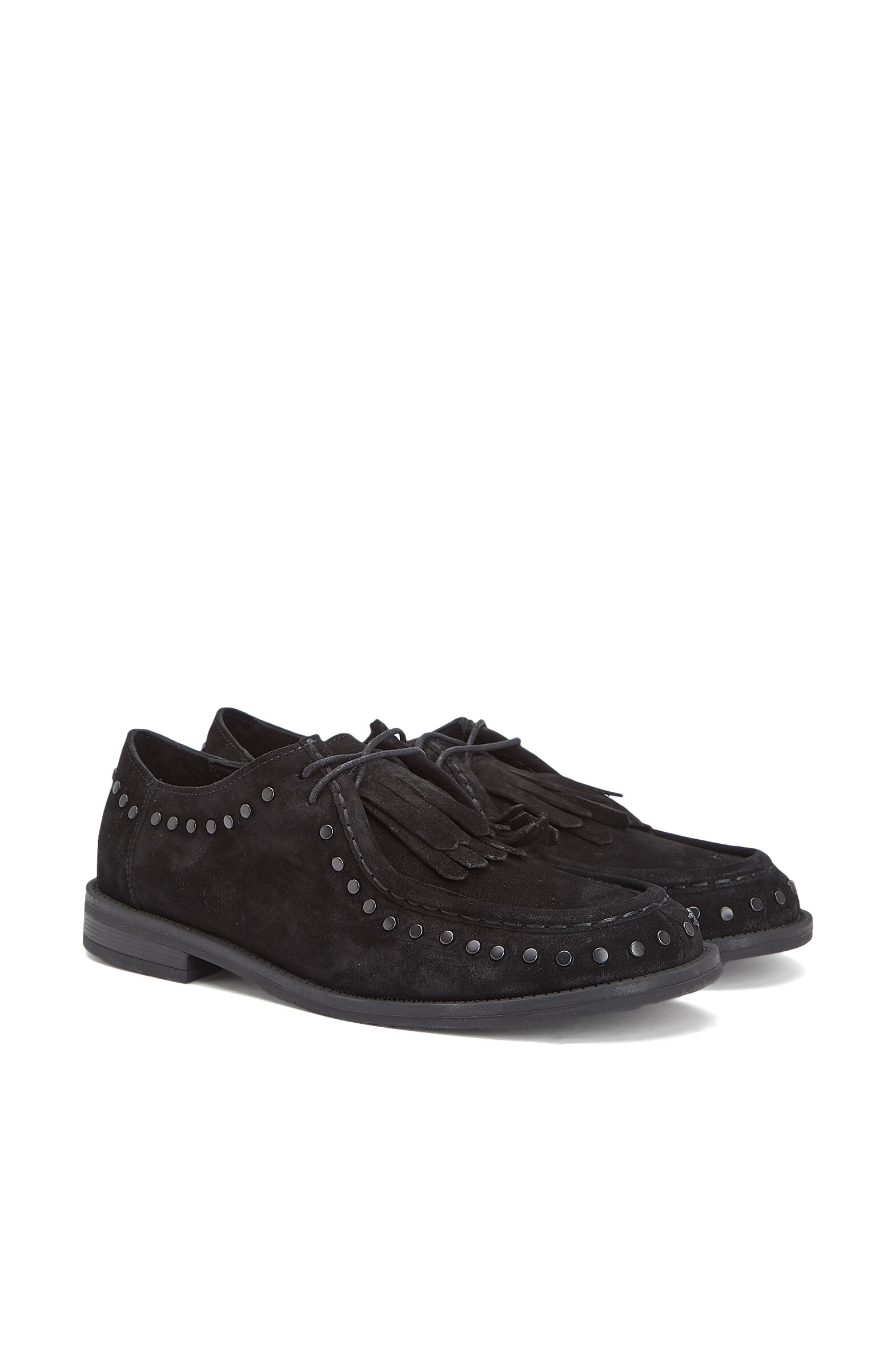 Black Stone Tassel Detailed Women's Suede Loafer