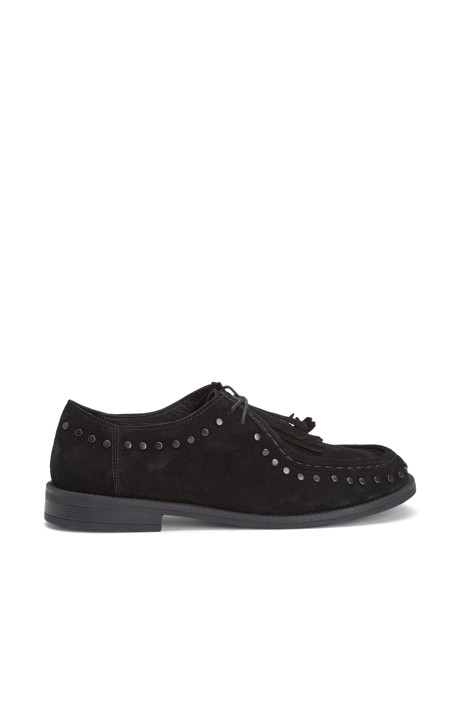 Black Stone Tassel Detailed Women's Suede Loafer