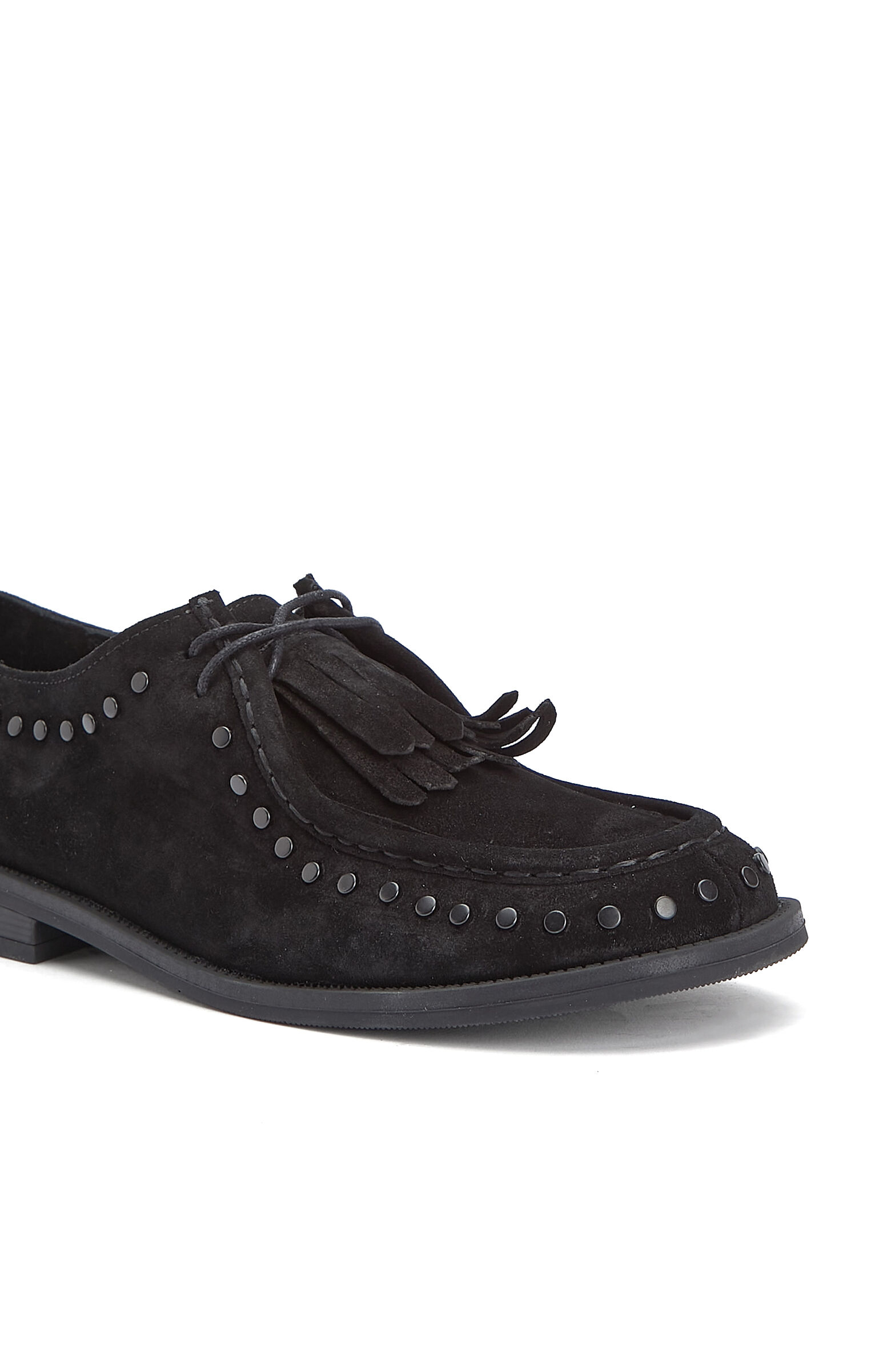 Black Stone Tassel Detailed Women's Suede Loafer