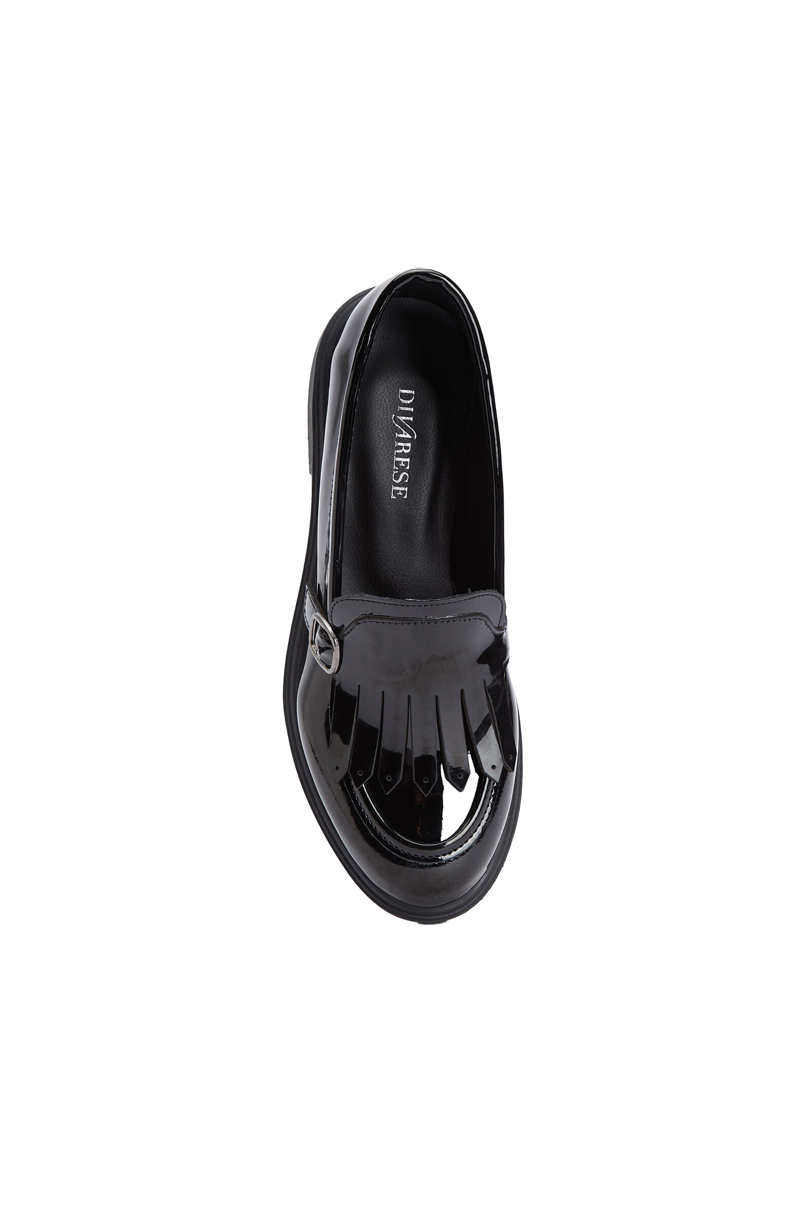 Siyah Püskül Detaylı Tokalı Kadın Loafer