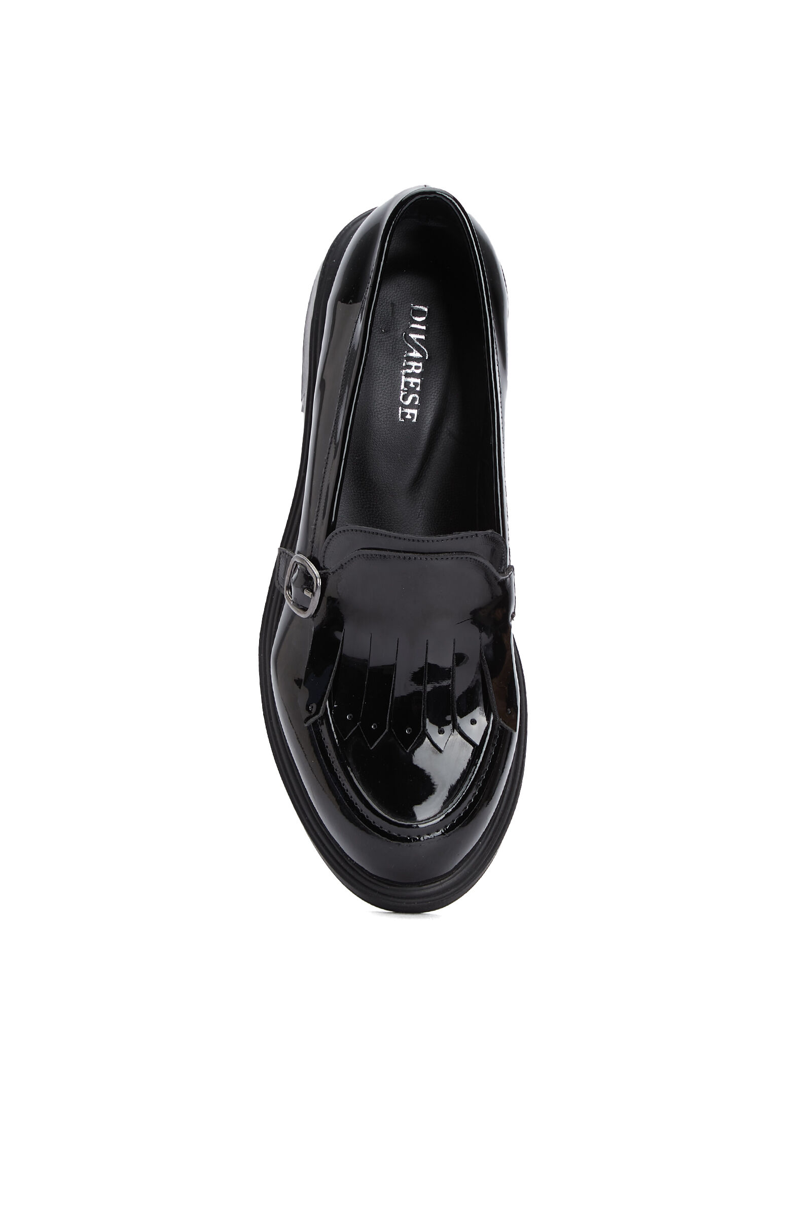 Siyah Püskül Detaylı Tokalı Kadın Loafer
