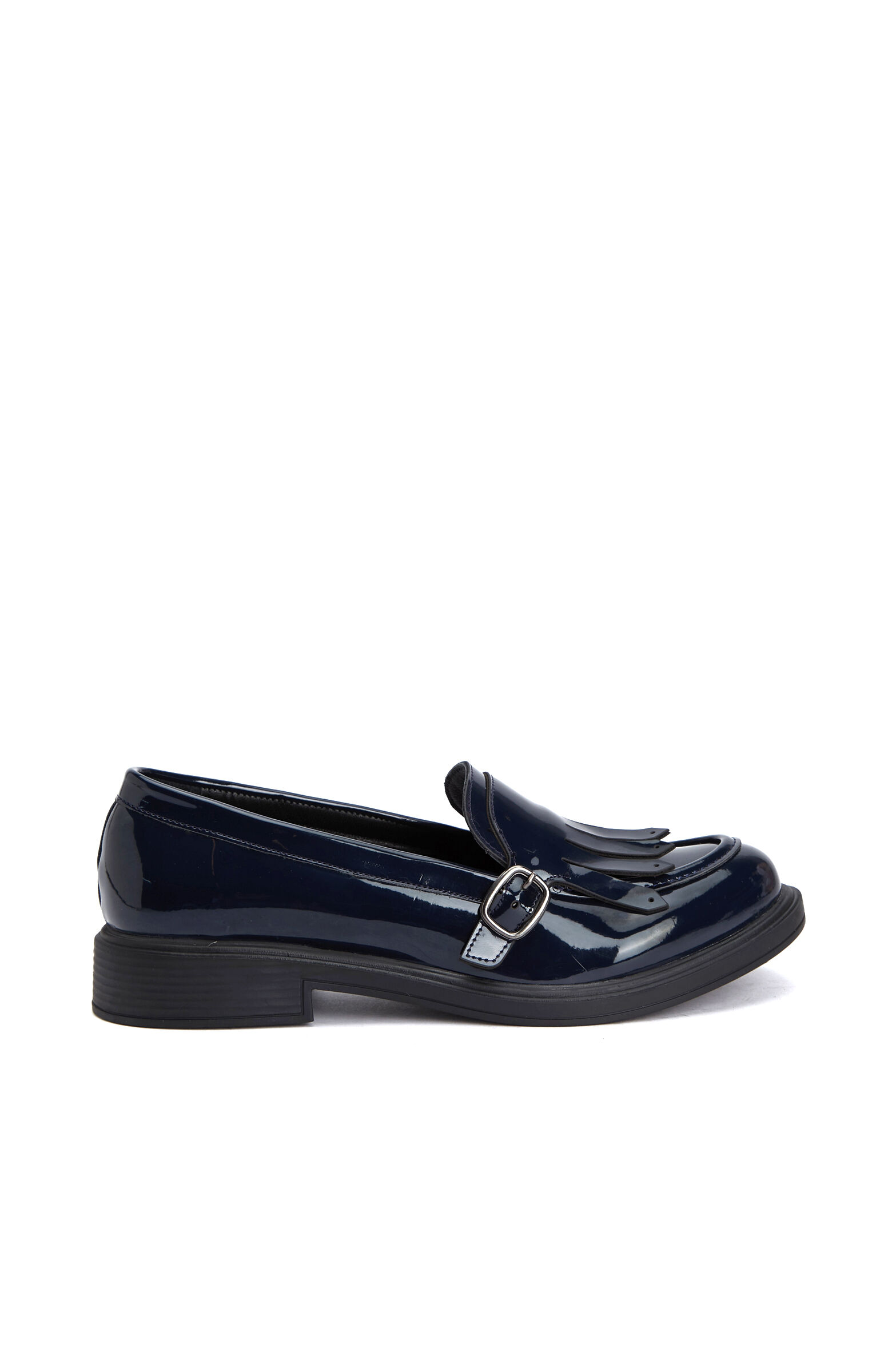 Lacivert Püskül Detaylı Tokalı Kadın Loafer