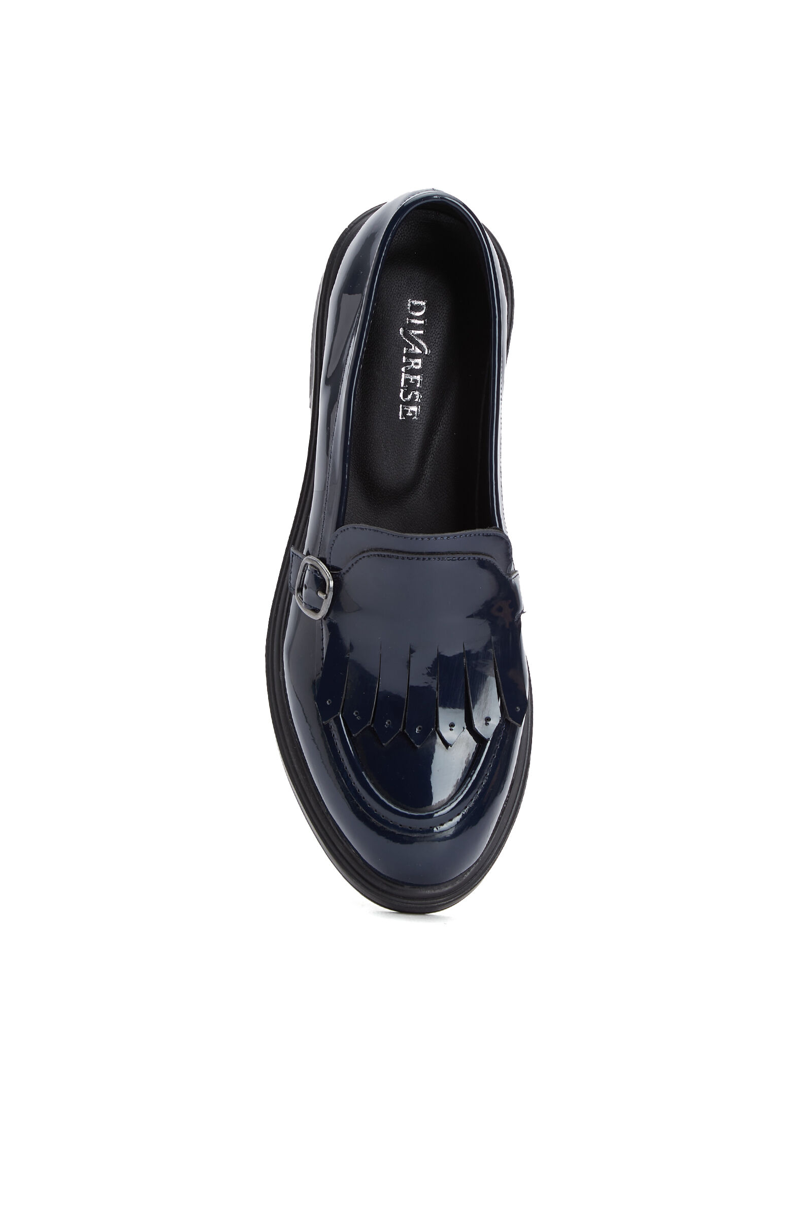 Lacivert Püskül Detaylı Tokalı Kadın Loafer