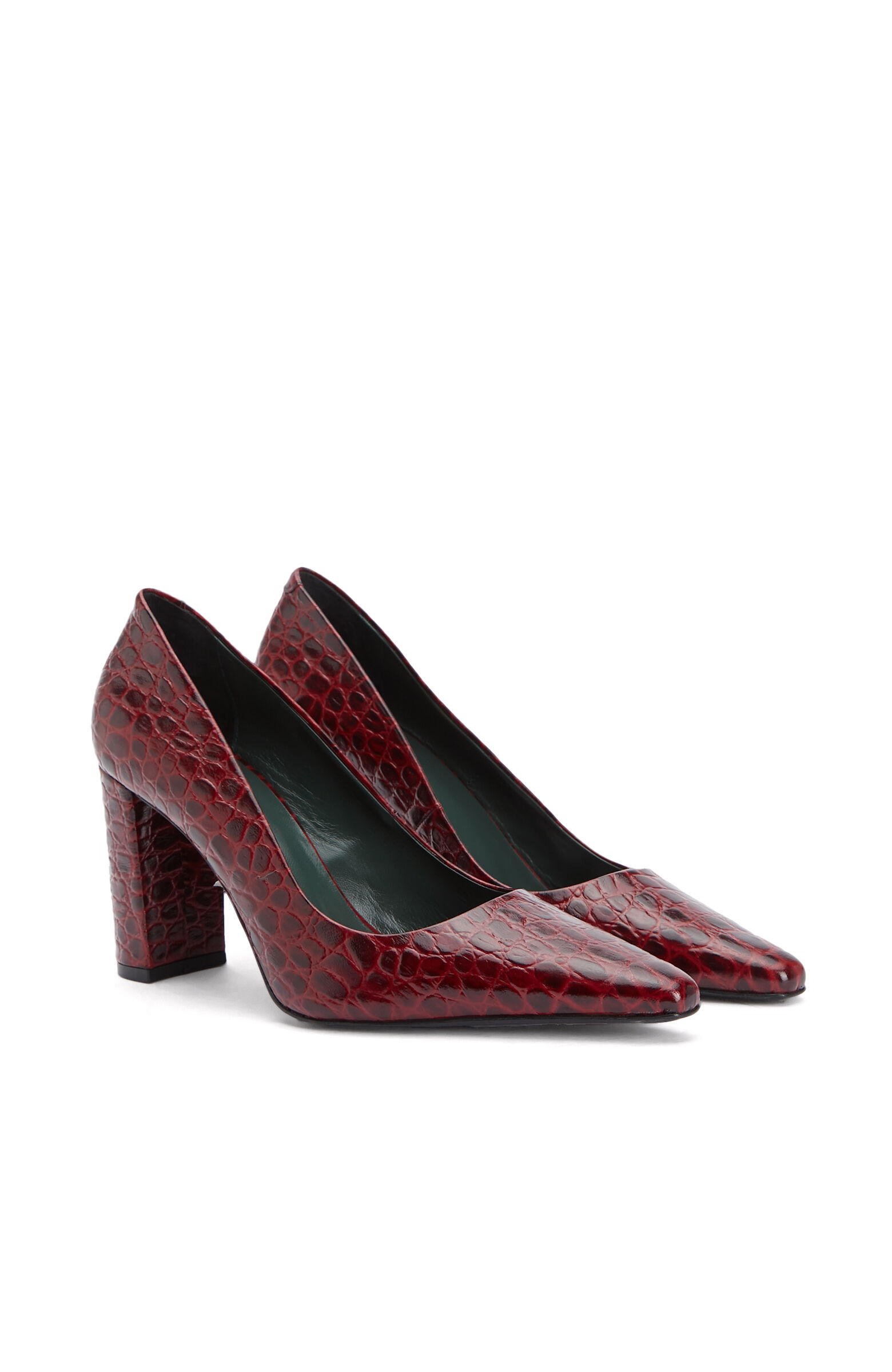 Red Crocodile Detailed Leather Stiletto