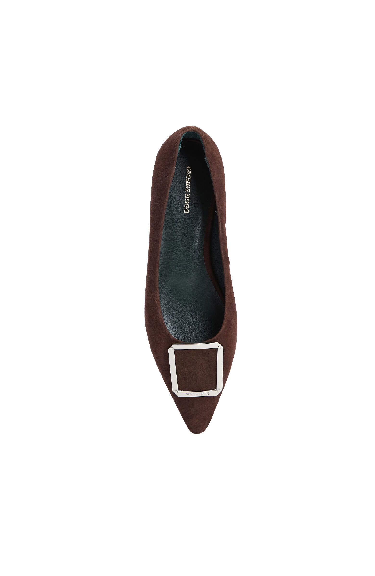 Brown Buckle Detailed Women's Suede Ballet Flats