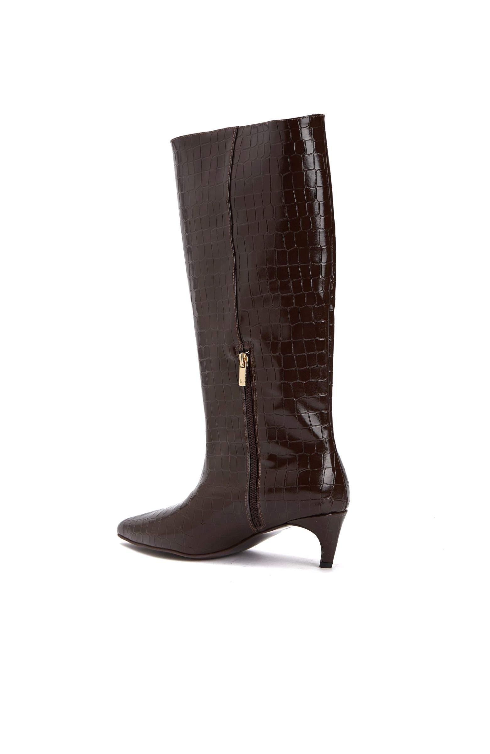 Brown Crocodile Textured Women's Boots