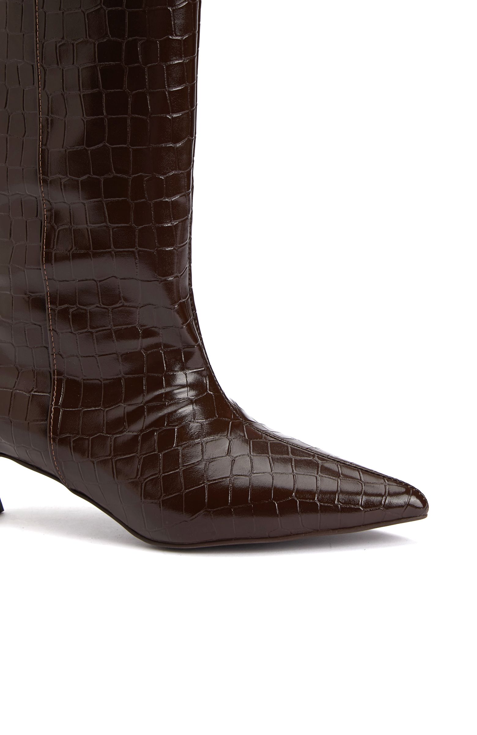 Brown Crocodile Textured Women's Boots