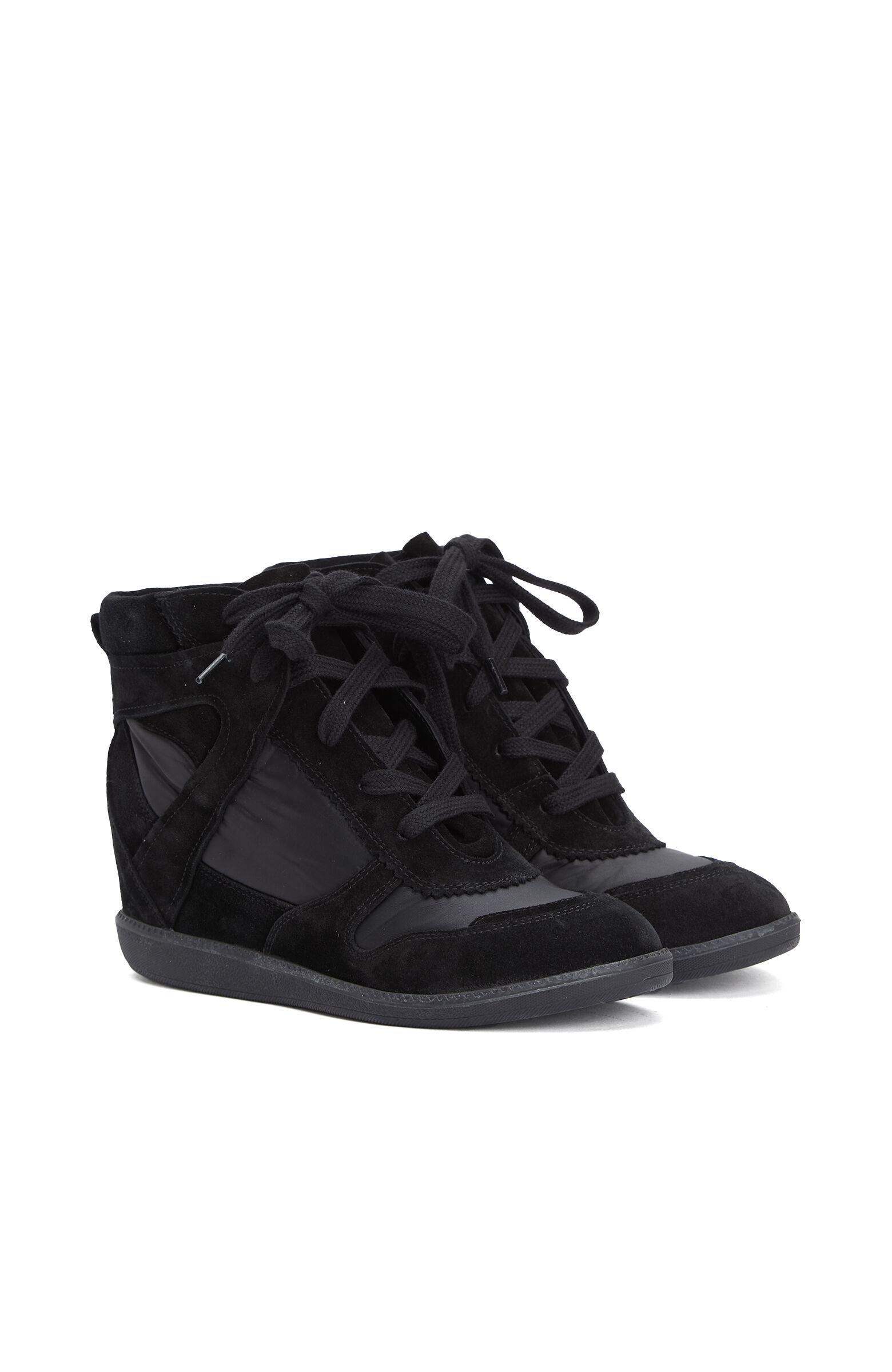 Siyah Gizli Ökçeli Kadın Deri Sneaker