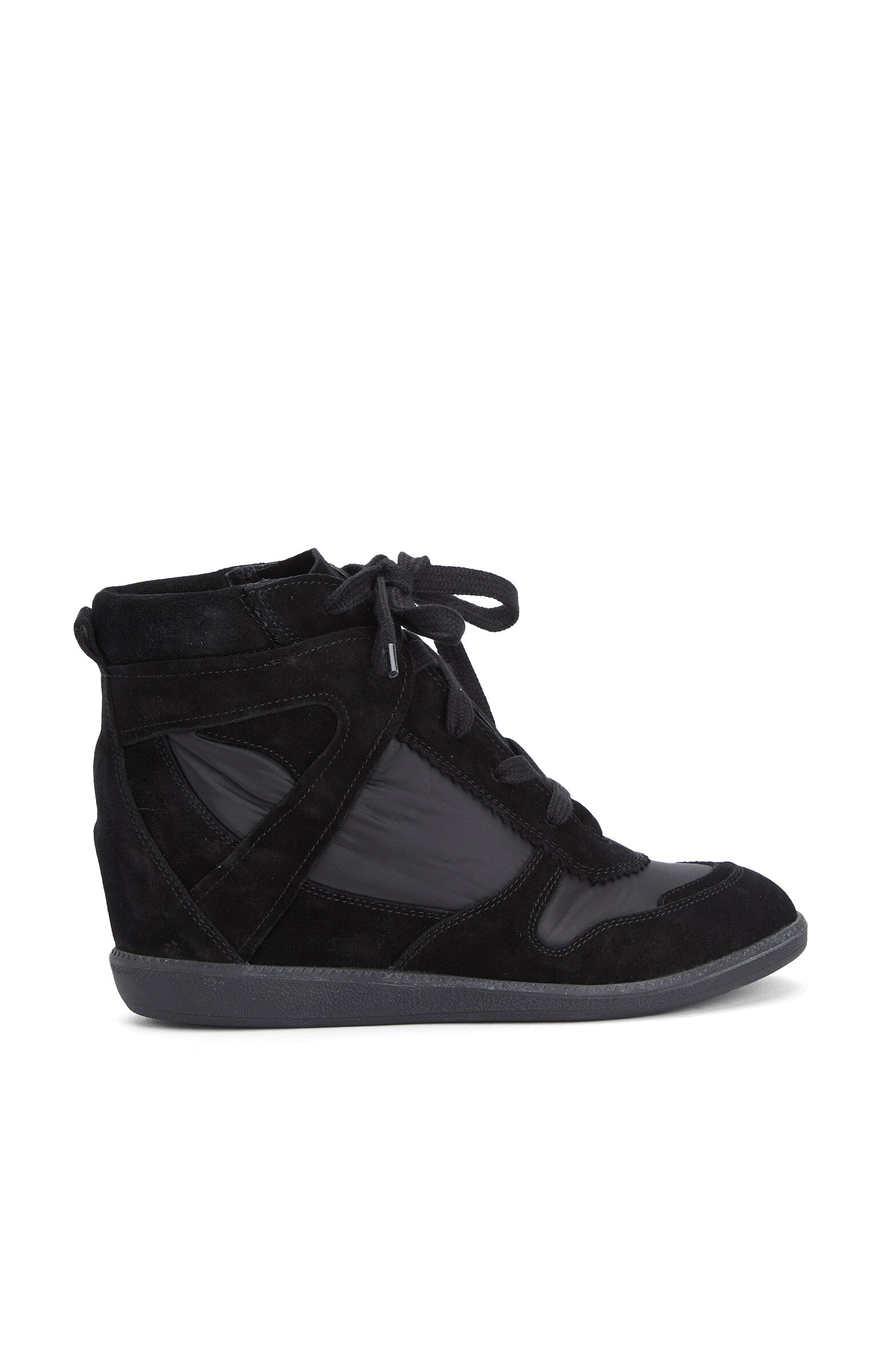 Siyah Gizli Ökçeli Kadın Deri Sneaker